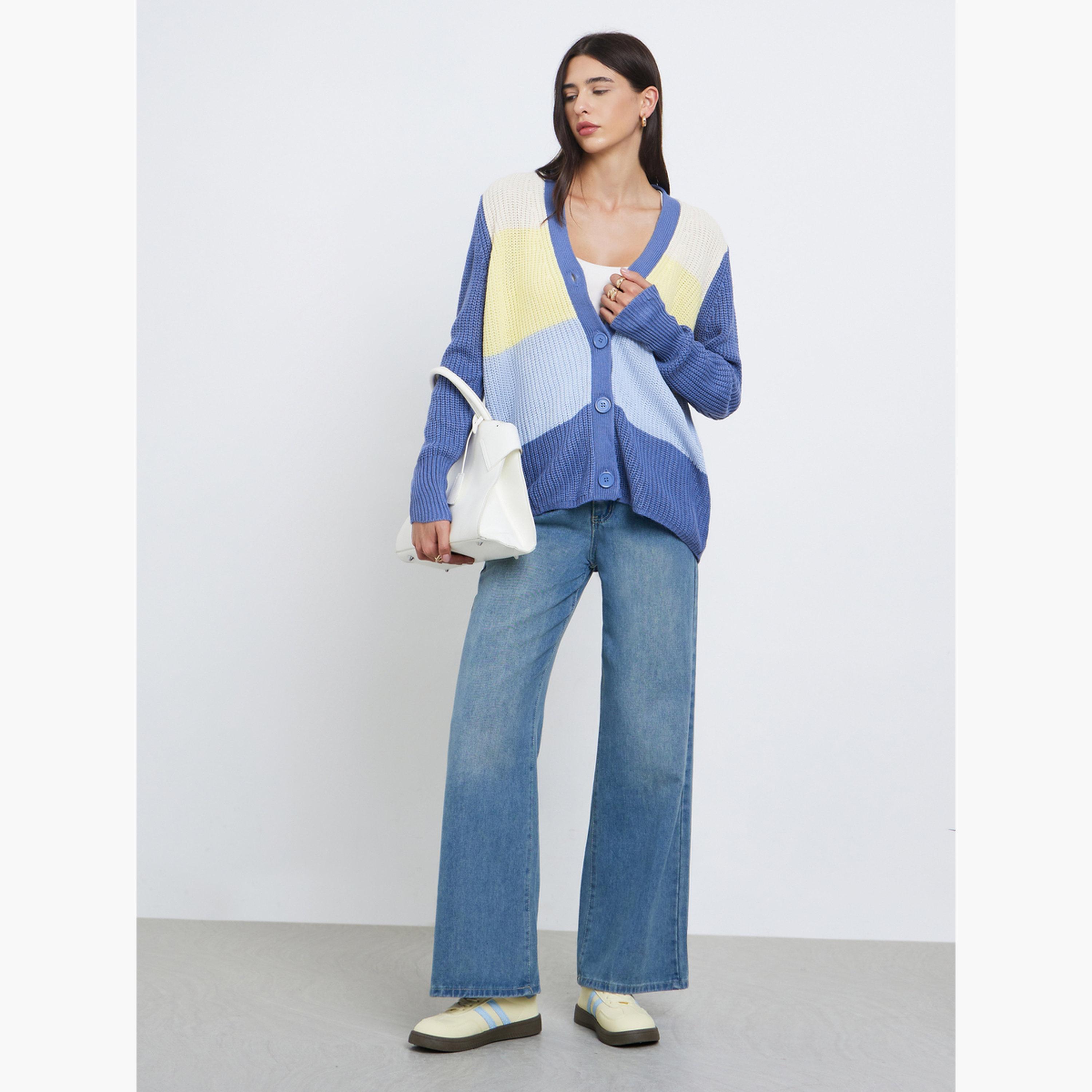 Styli Women Multi Color Block Oversized Cardigan-women-clothing-cardigansandjumpers-cardigans-image-2