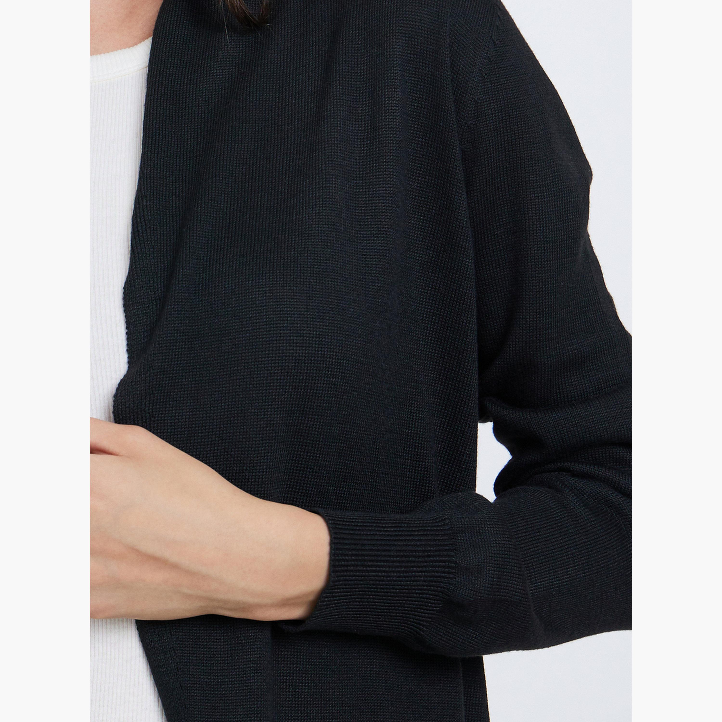 Styli Women Black Solid Loose Fit Open Front Cardigan-women-clothing-cardigansandjumpers-cardigans-image-4
