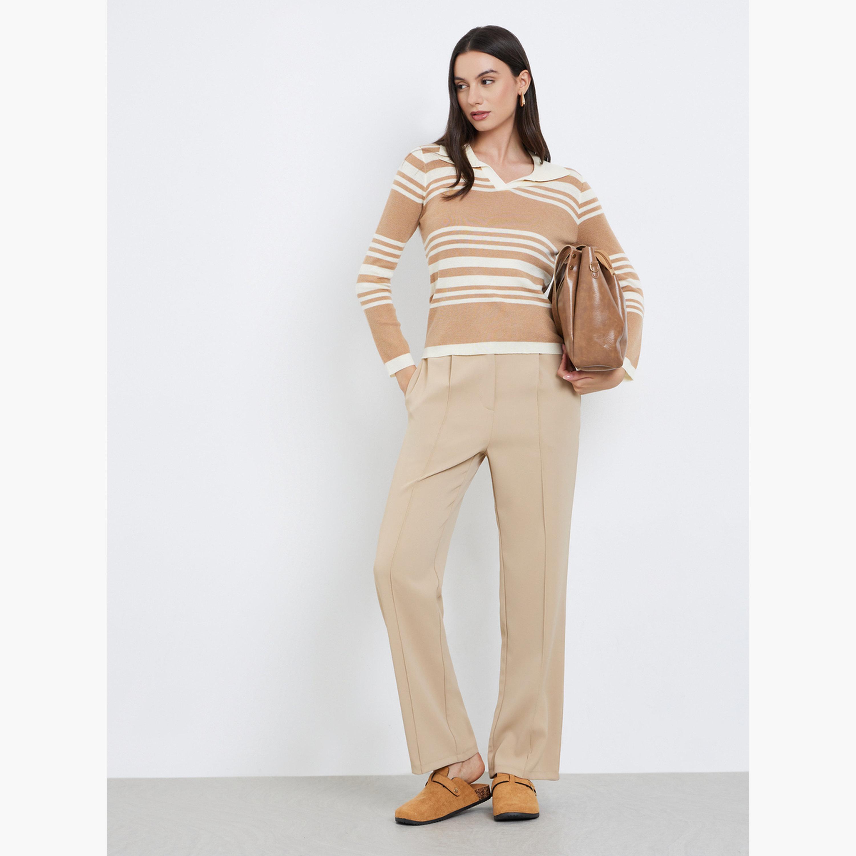 Take Two Open Collar Striped Knit Sweater-women-winterwear-cardigansandjumpers-jumpers-image-2