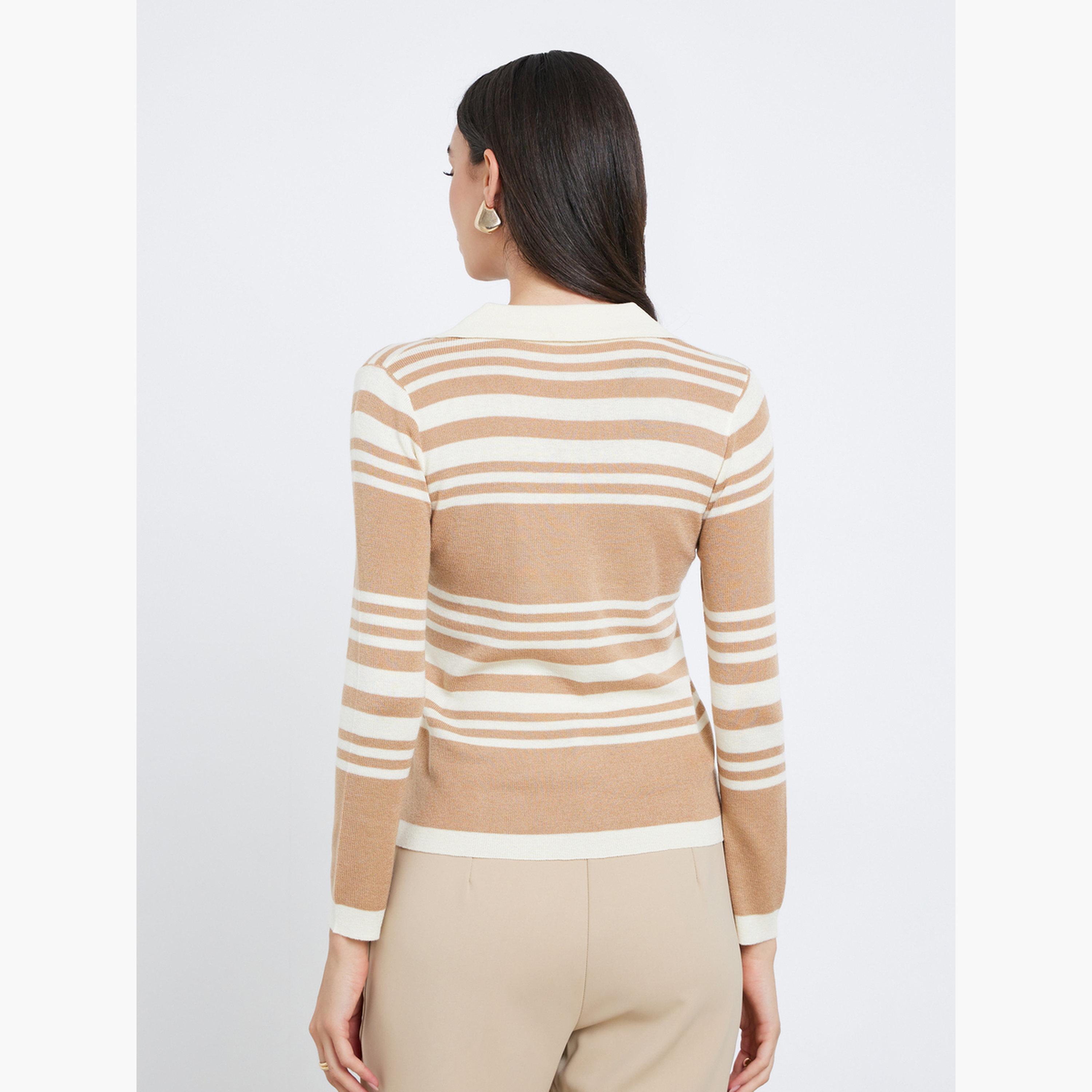 Take Two Open Collar Striped Knit Sweater-women-winterwear-cardigansandjumpers-jumpers-image-4
