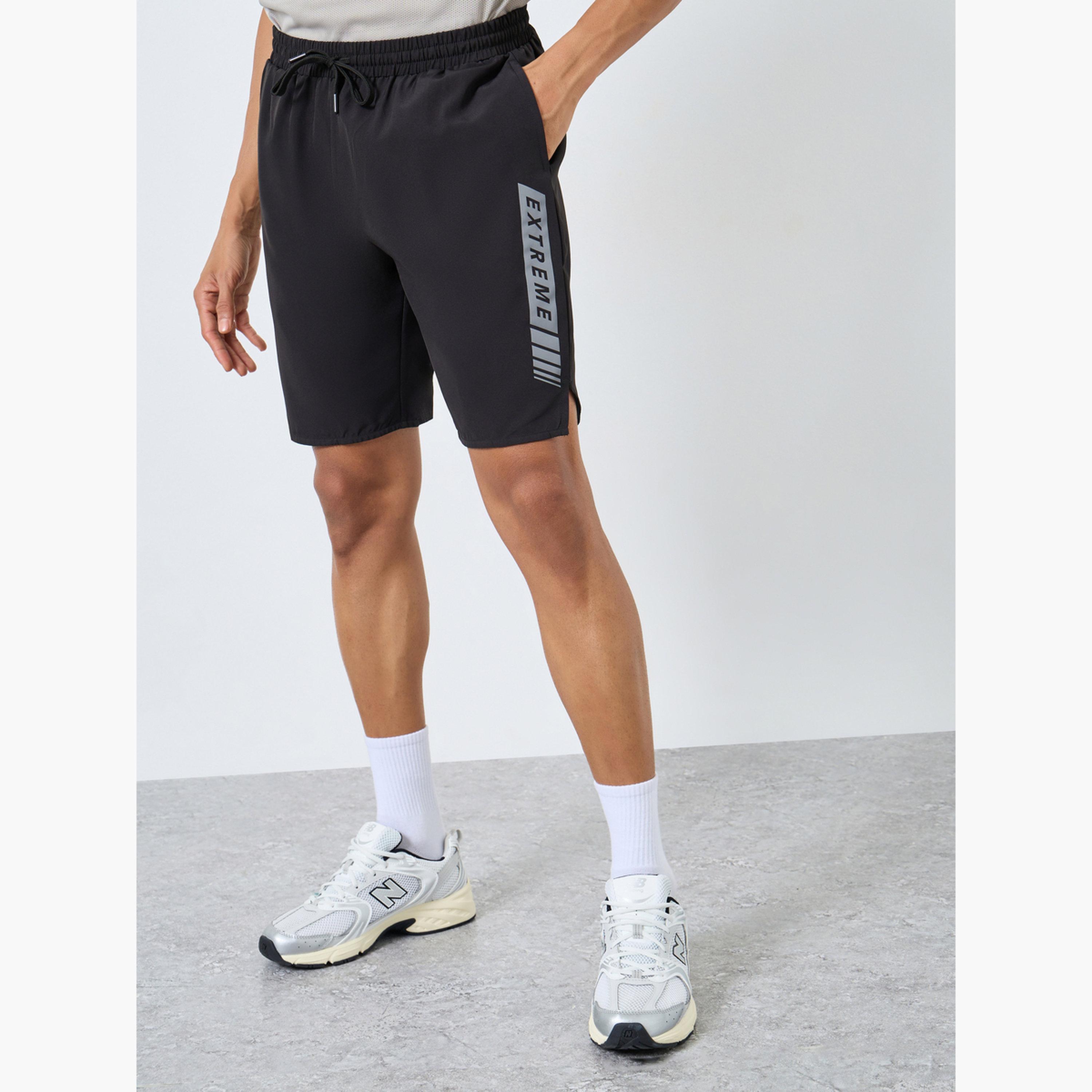 Styli Workout Shorts with Print Detail-sports-men-clothing-bottoms-shorts-image-1