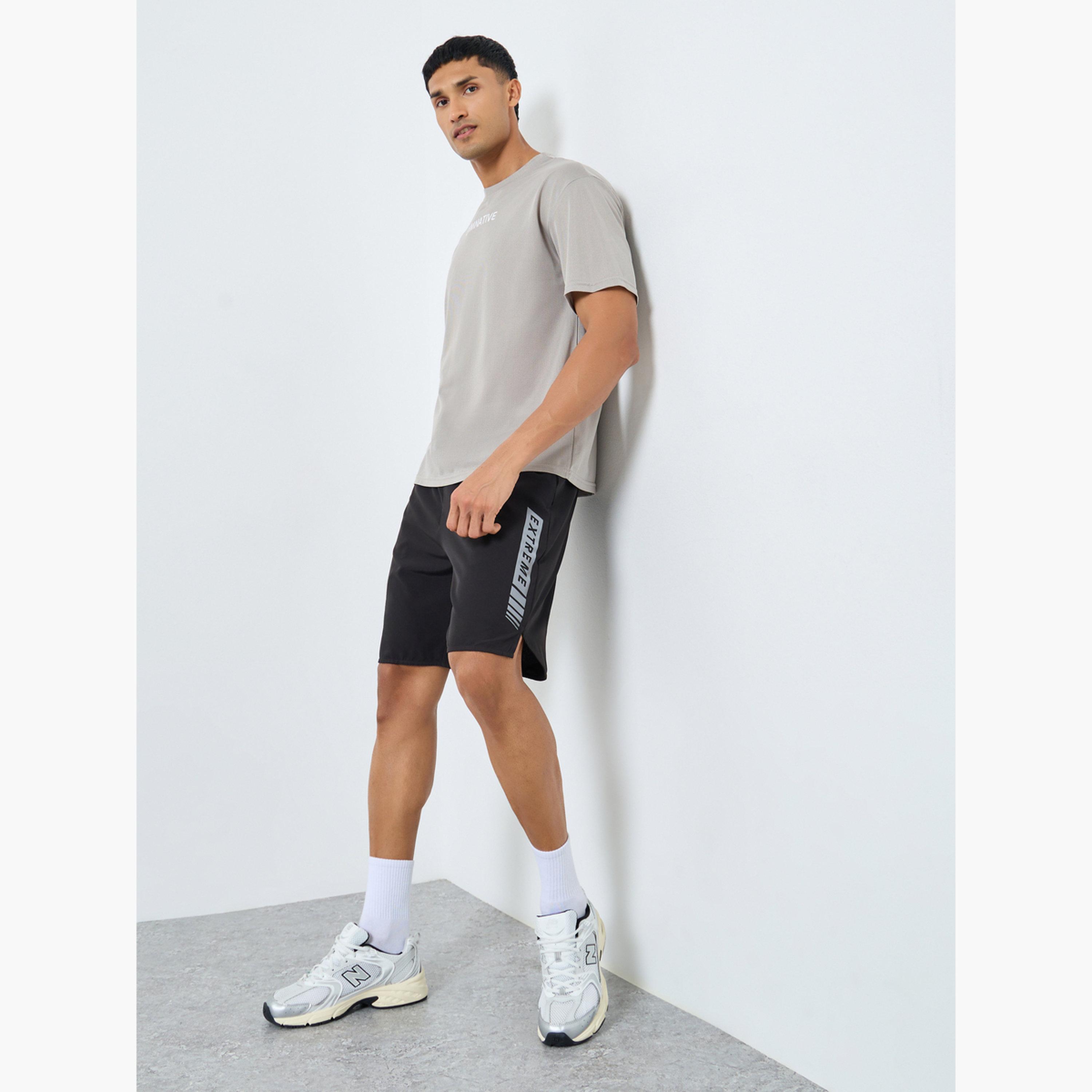 Styli Workout Shorts with Print Detail-sports-men-clothing-bottoms-shorts-image-2