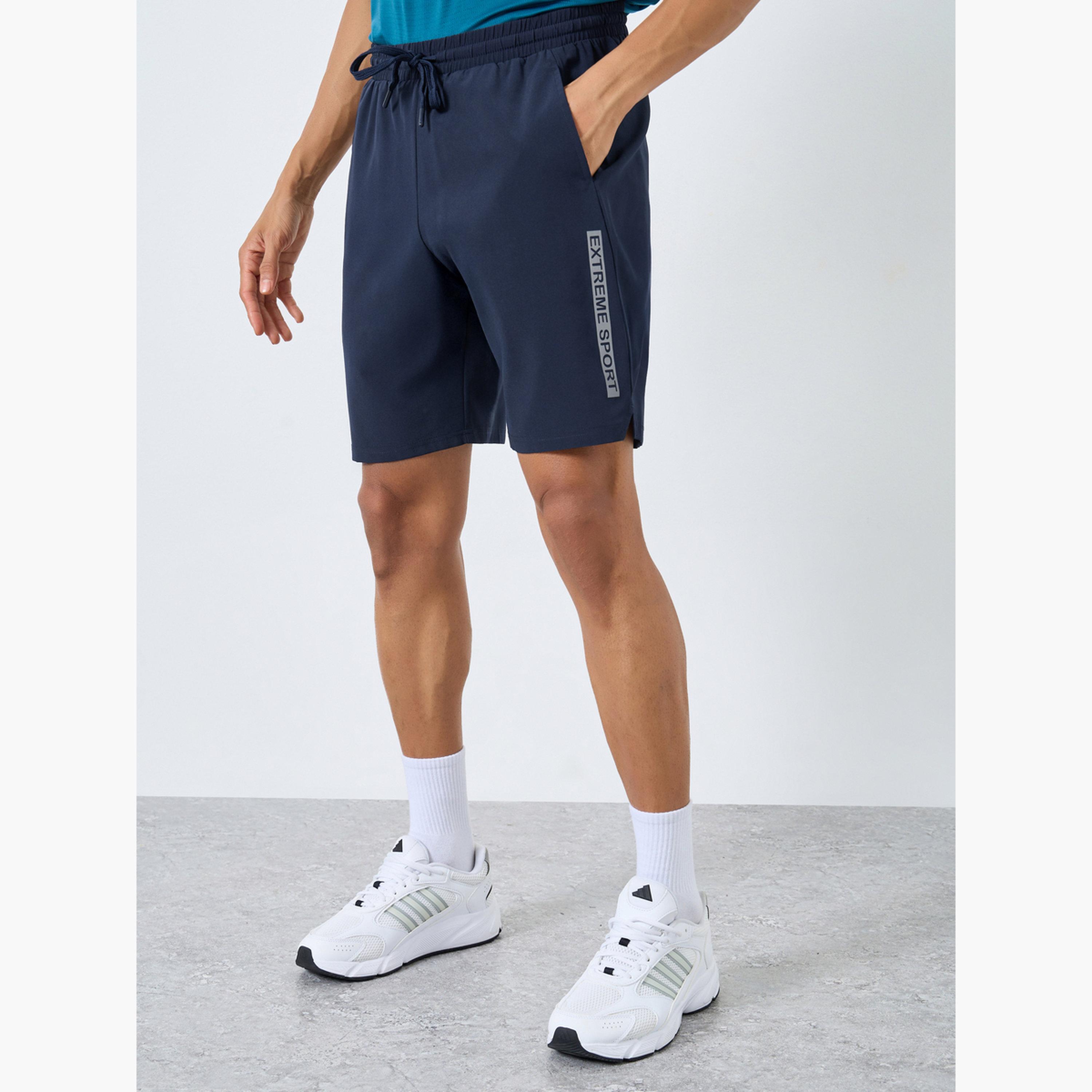 Styli Men Navy Workout Shorts with Side Print Detail-men-clothing-sportswearandactivewear-bottoms-shorts-image-1
