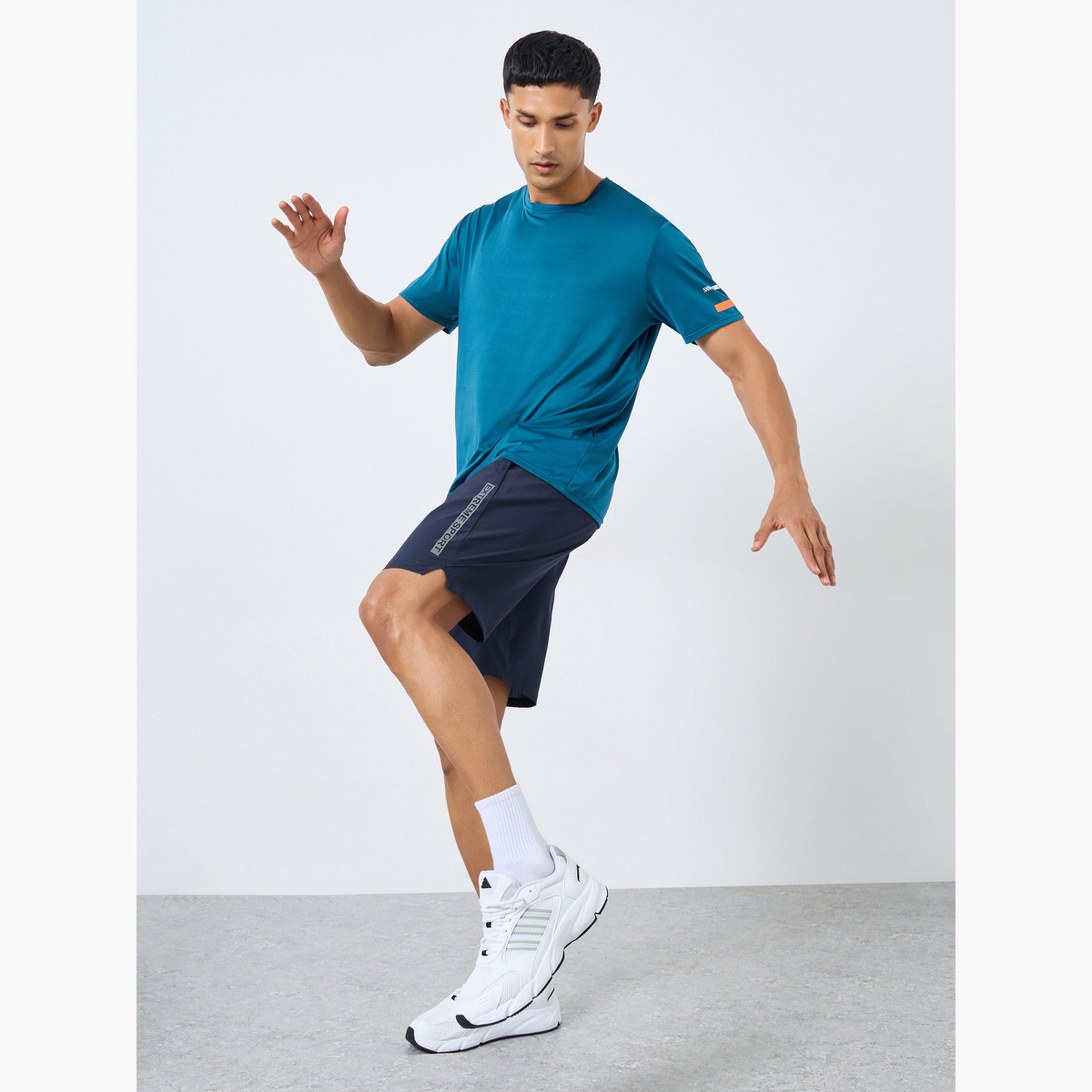 Styli Men Navy Workout Shorts with Side Print Detail-men-clothing-sportswearandactivewear-bottoms-shorts-image-2