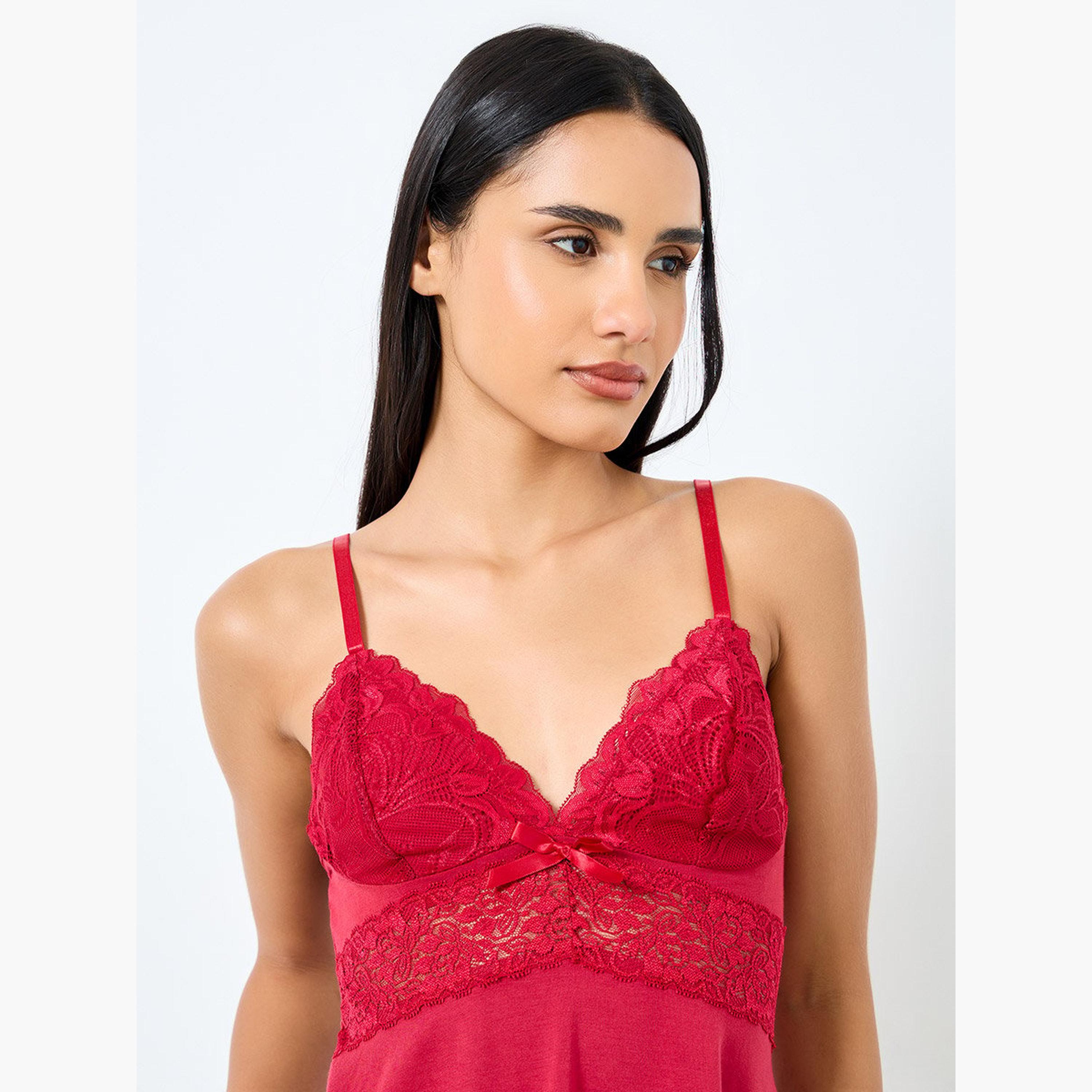 ستايلي - ملابس نوم كامي وشورت من الدانتيل-women-clothing-lingerie-lingeriesets-image-2
