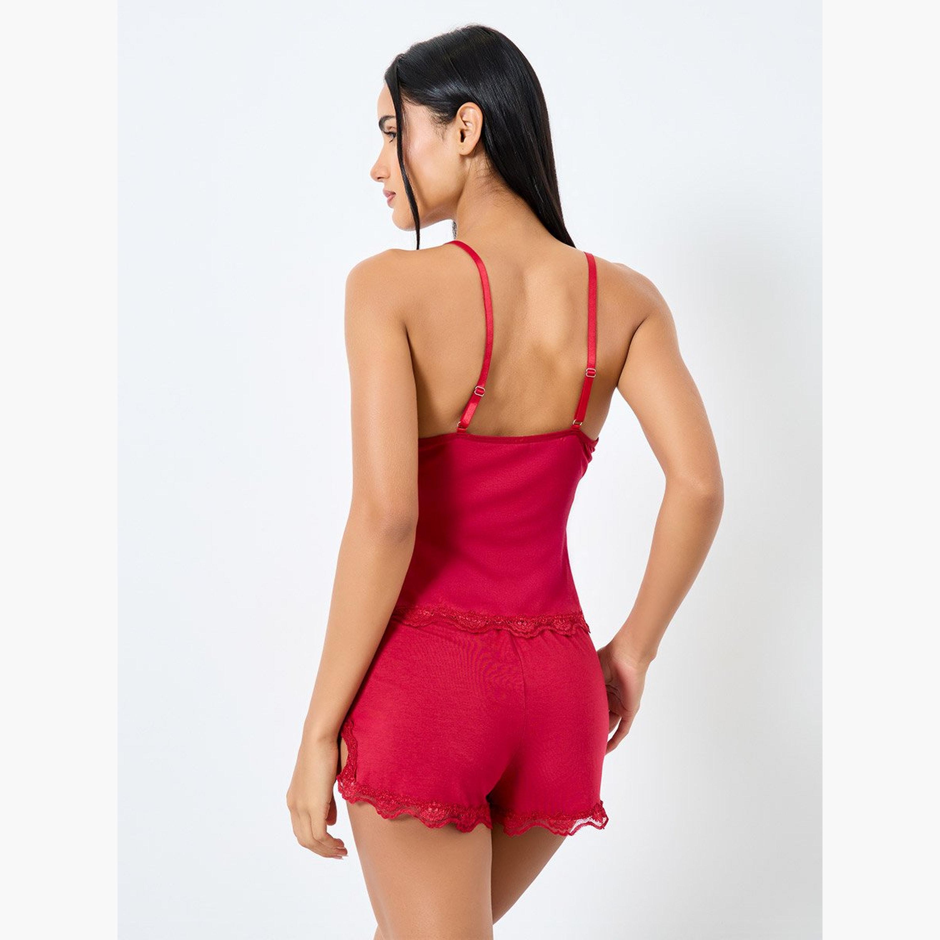 ستايلي - ملابس نوم كامي وشورت من الدانتيل-women-clothing-lingerie-lingeriesets-image-3