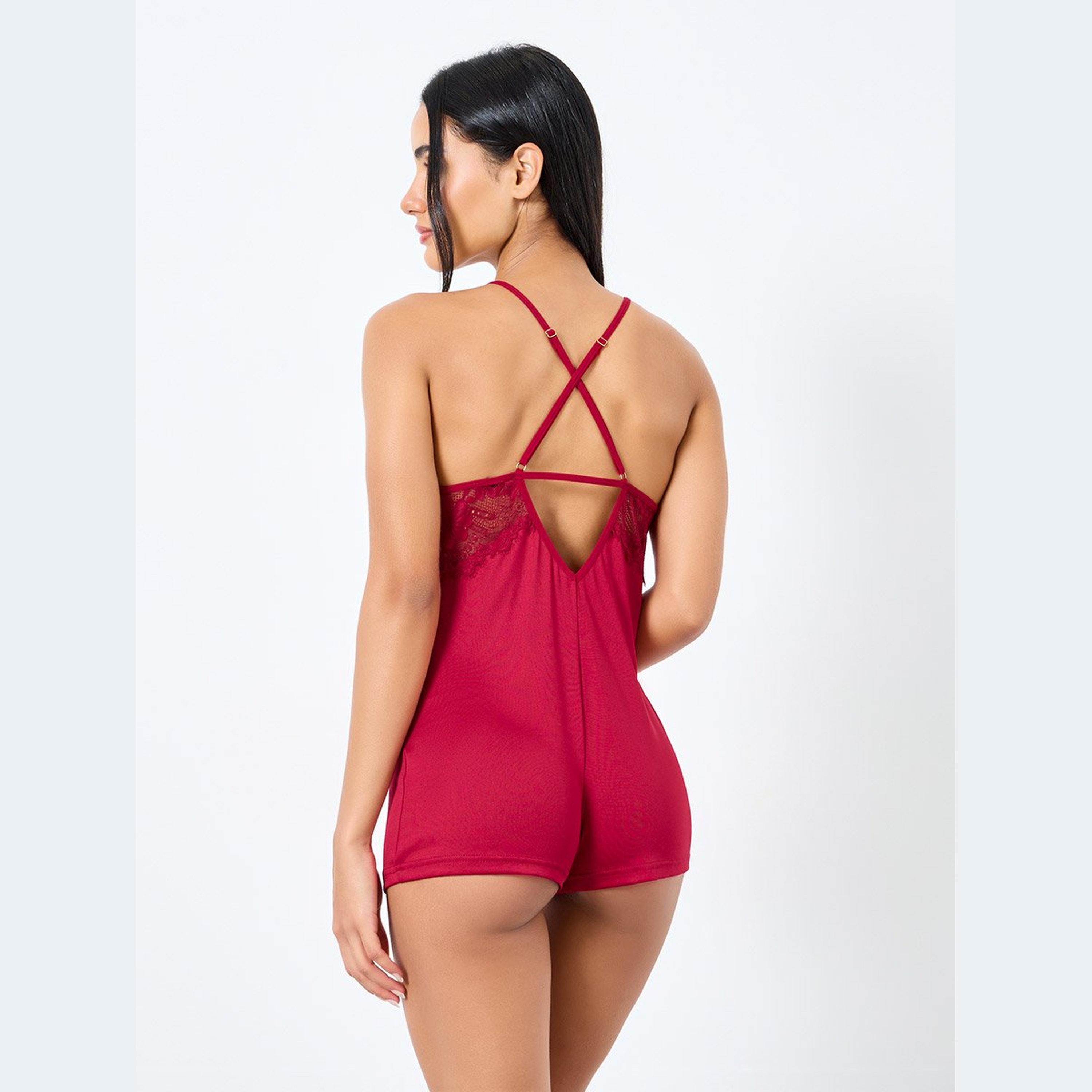 Styli Cami Strap Bodysuit with Lace Insert Panels at The Bust-women-clothing-lingerie-babydollsandbodysuits-image-4