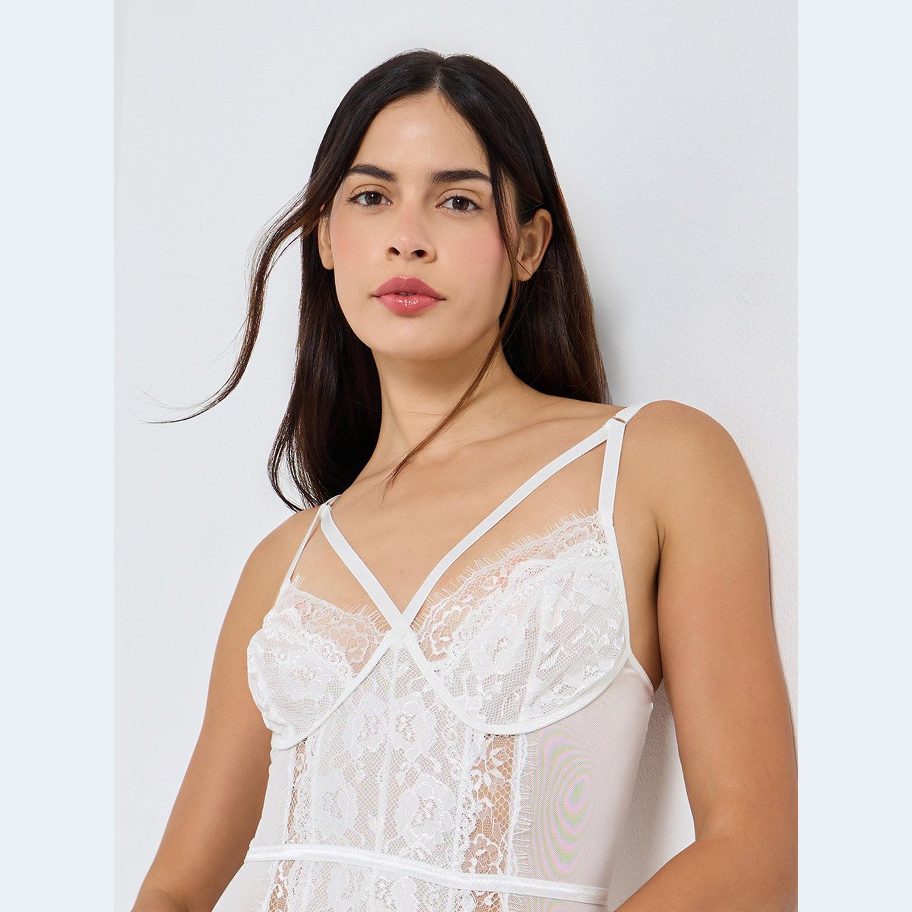Styli Apex Strap Lace Mesh Panel Bodysuit-women-clothing-lingerie-babydollsandbodysuits-image-3