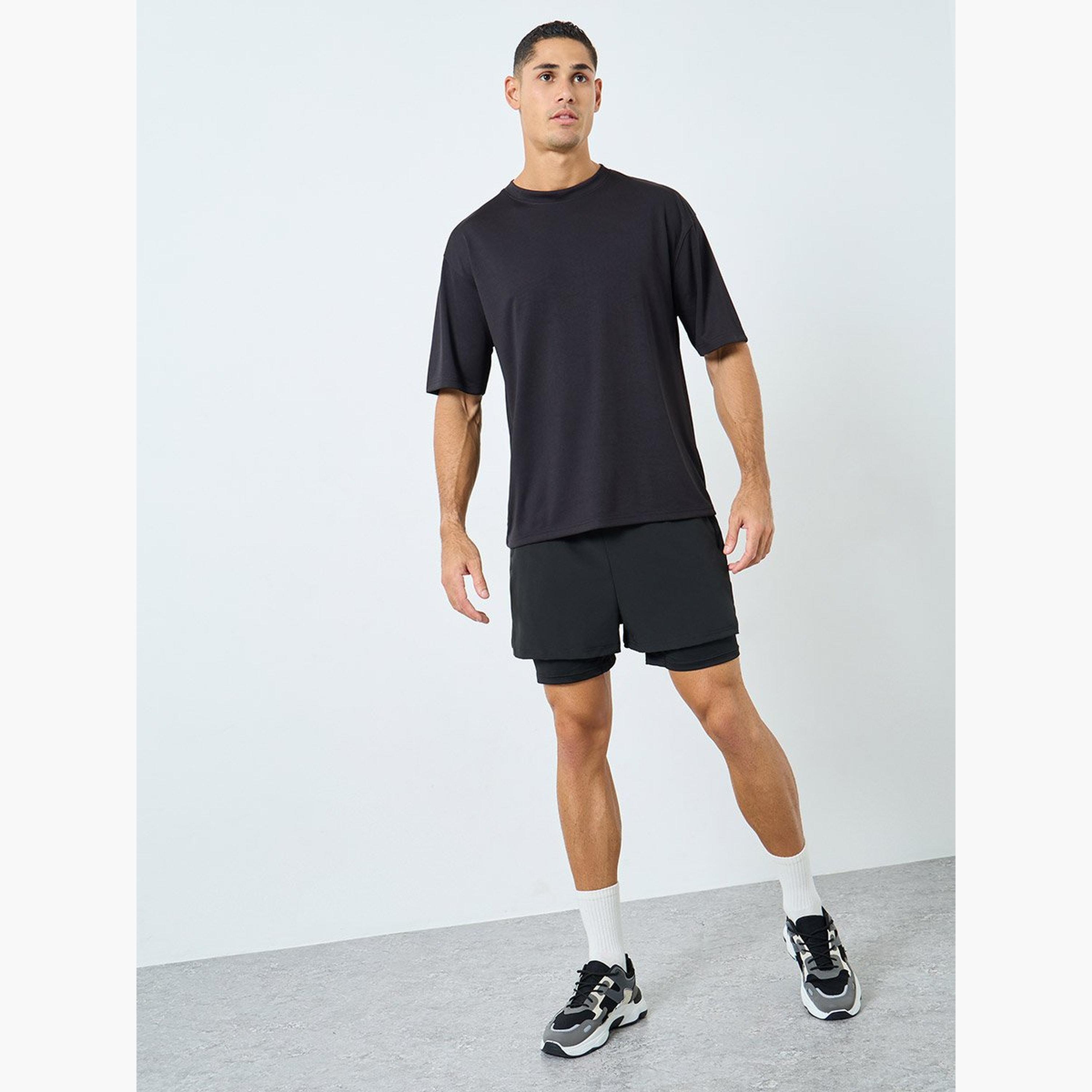 Styli Black Men 2 in 1 Running Shorts-sports-men-clothing-bottoms-shorts-image-2