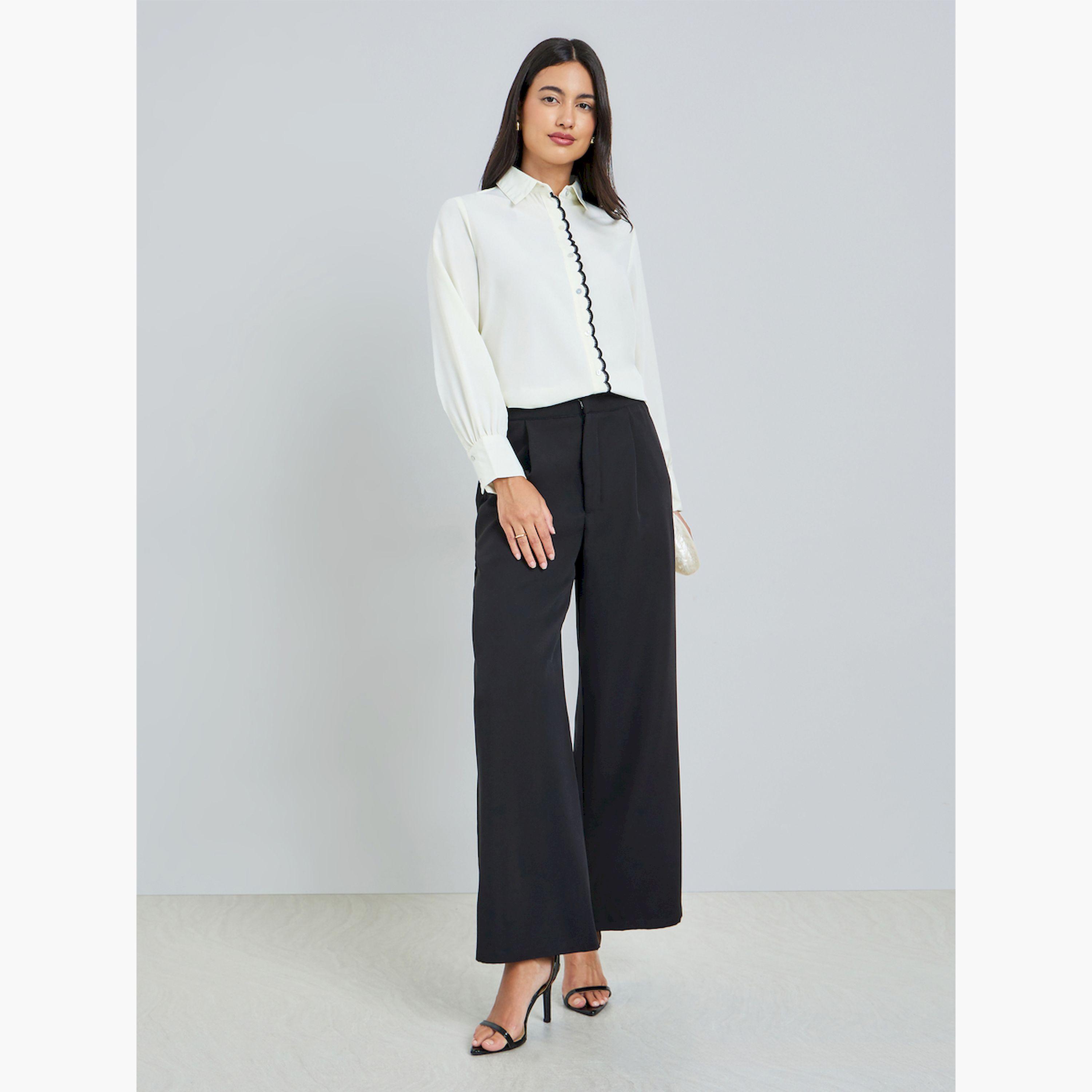 Styli Off White Shirt with Scalloped Trim-women-clothing-shirtsandblouses-shirts-image-2