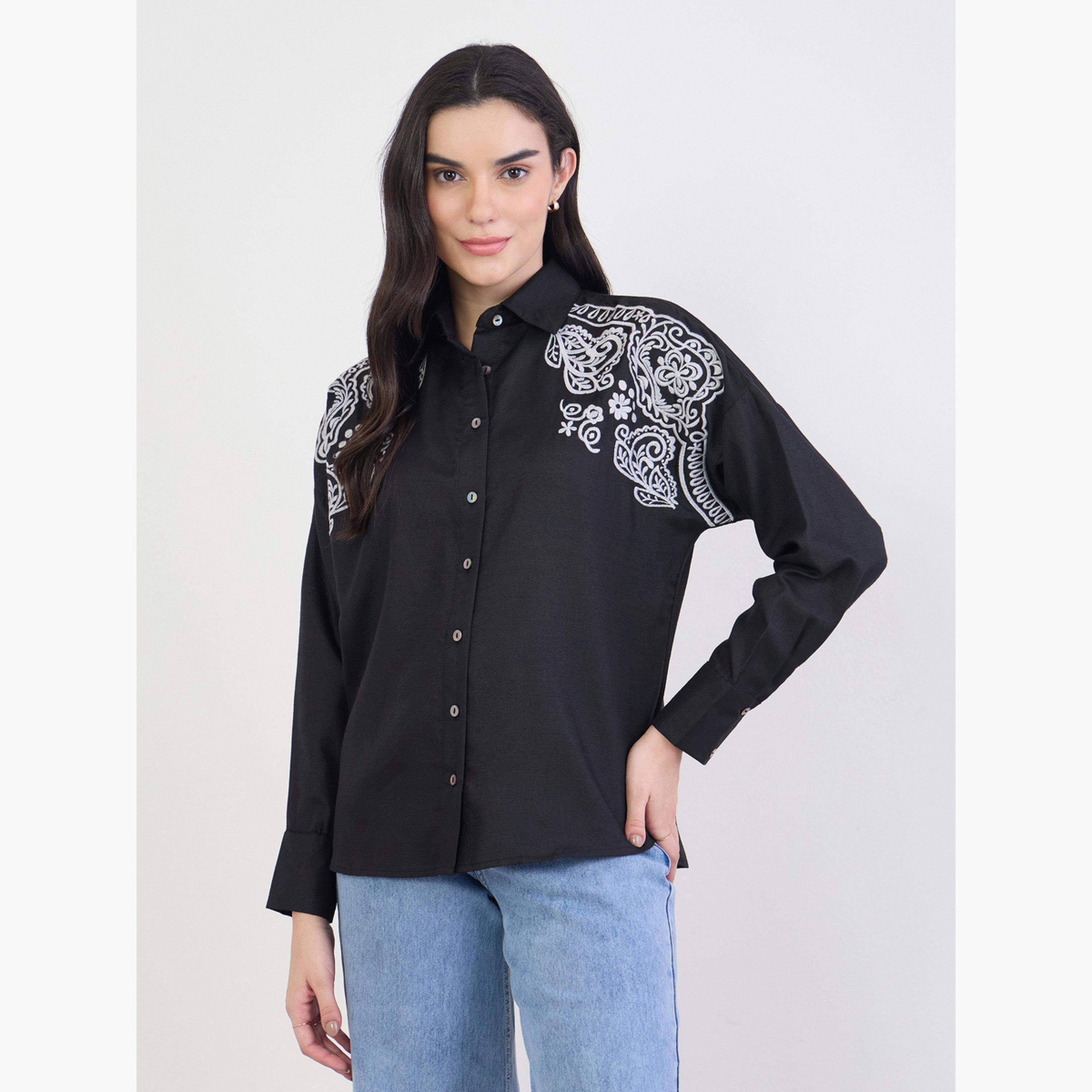 طقم قميص بأزرار وبنطلون-women-clothing-shirtsandblouses-shirts-image-1