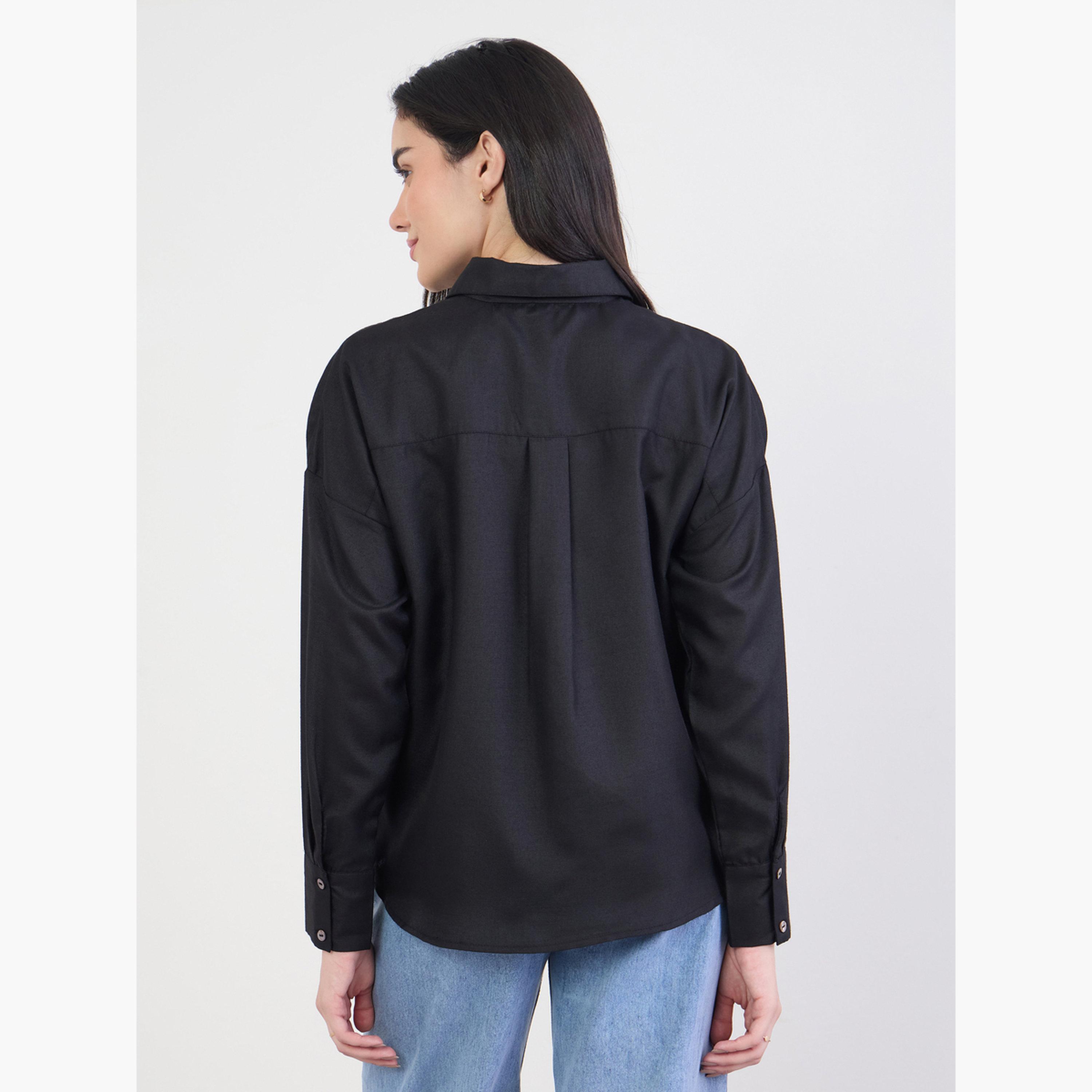 Styli Black Embroidered Long Sleeve Shirt-women-clothing-shirtsandblouses-shirts-image-5