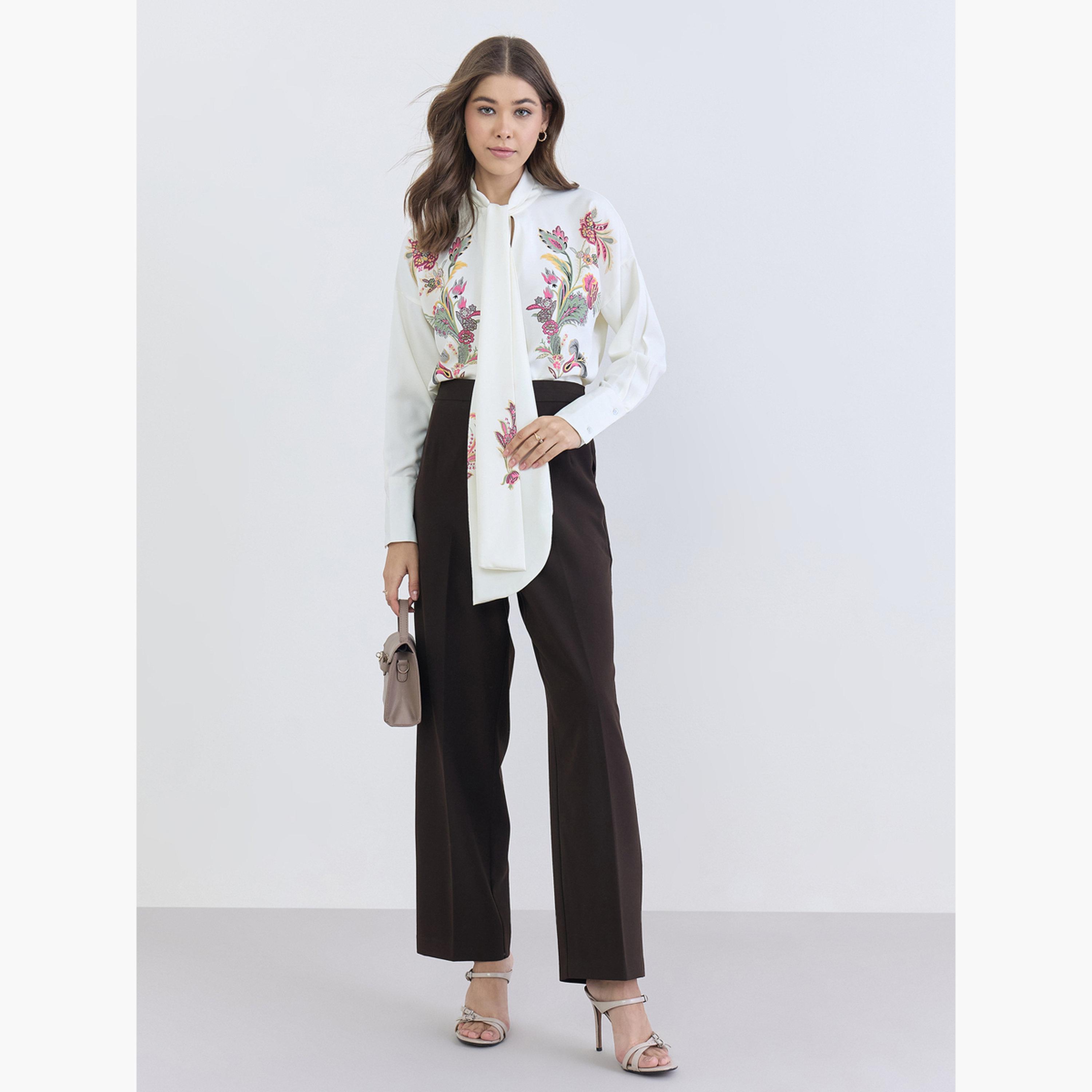 بلوزة بقصة واسعة برباط عنق وطبعة زهور-women-clothing-shirtsandblouses-blouses-image-2