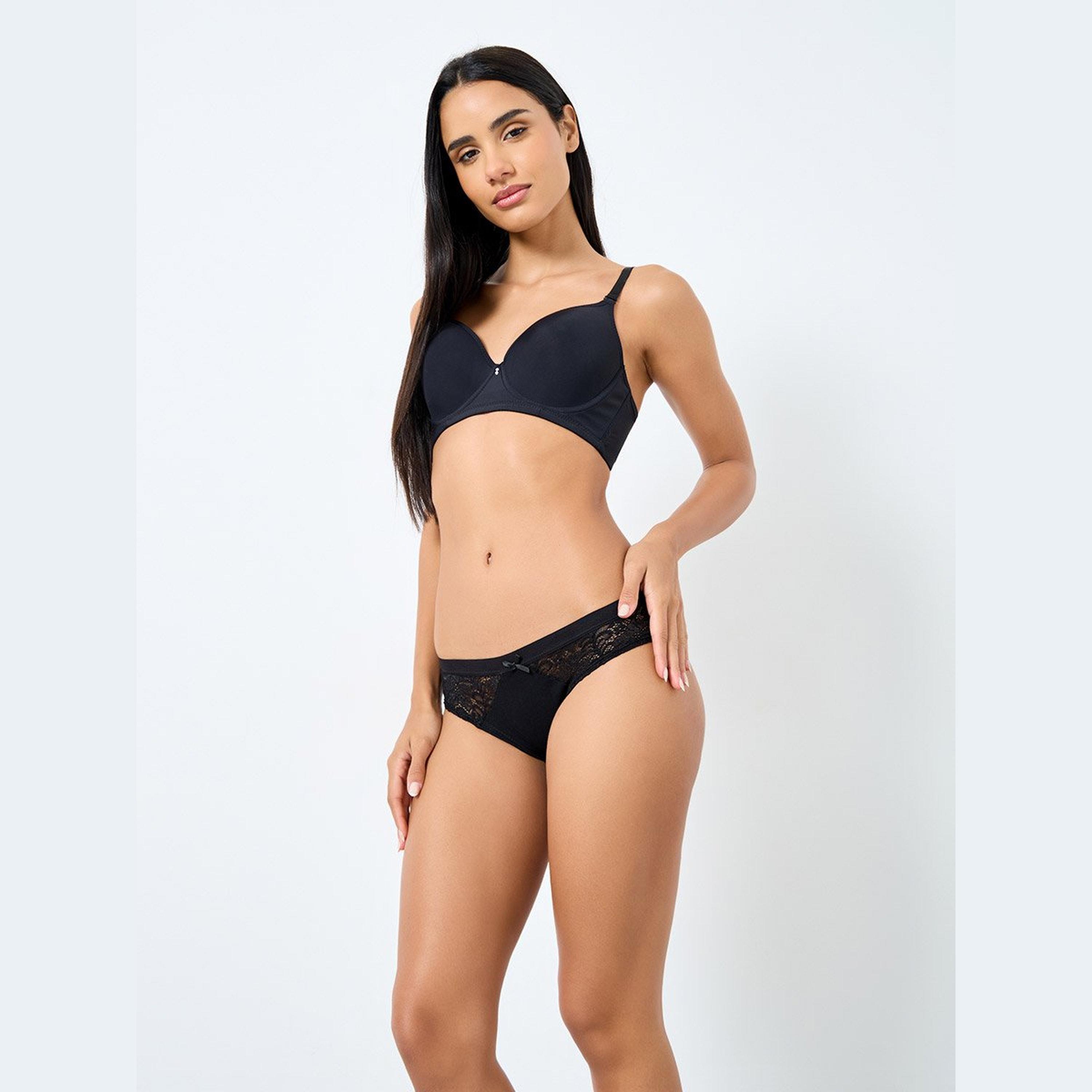 Styli Set of 6 - Lace Jersey Panel Bikini Brief-women-clothing-lingerie-panties-image-3