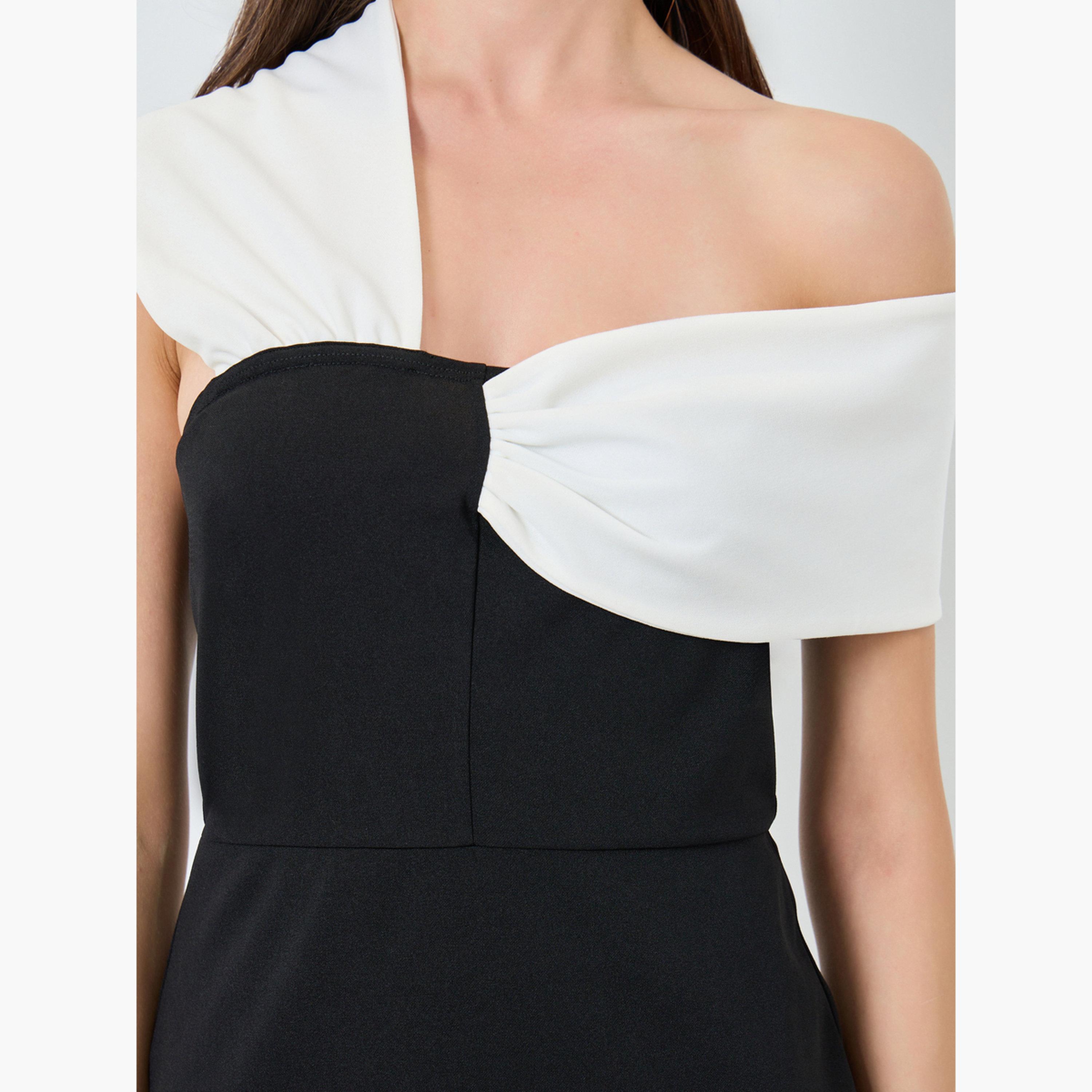 تيك تو - فستان ميدي ضيق بكتف واحد وملون-women-clothing-dresses-image-4