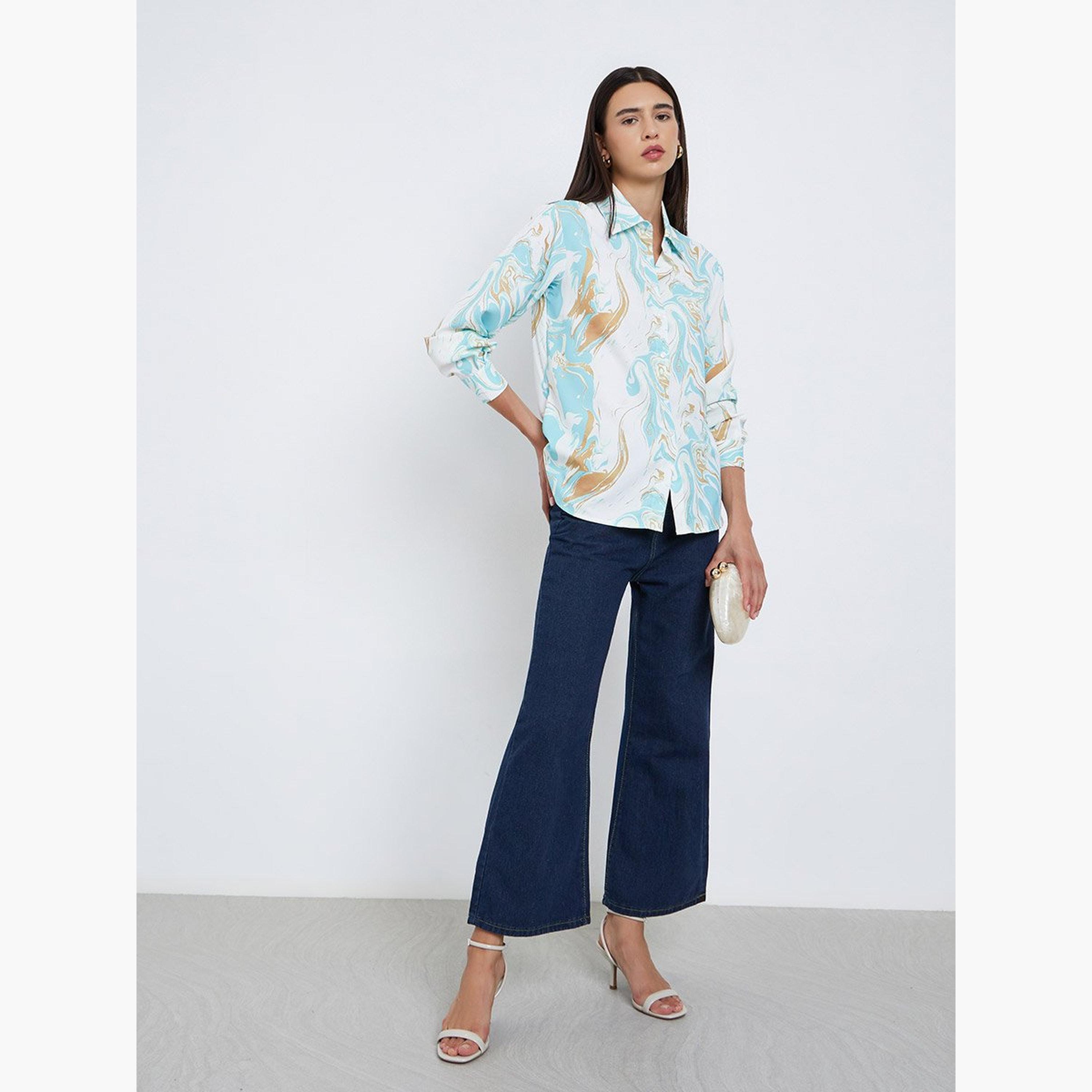 Take Two Marble Print Regular Fit Buttoned Shirt-women-clothing-shirtsandblouses-shirts-image-2