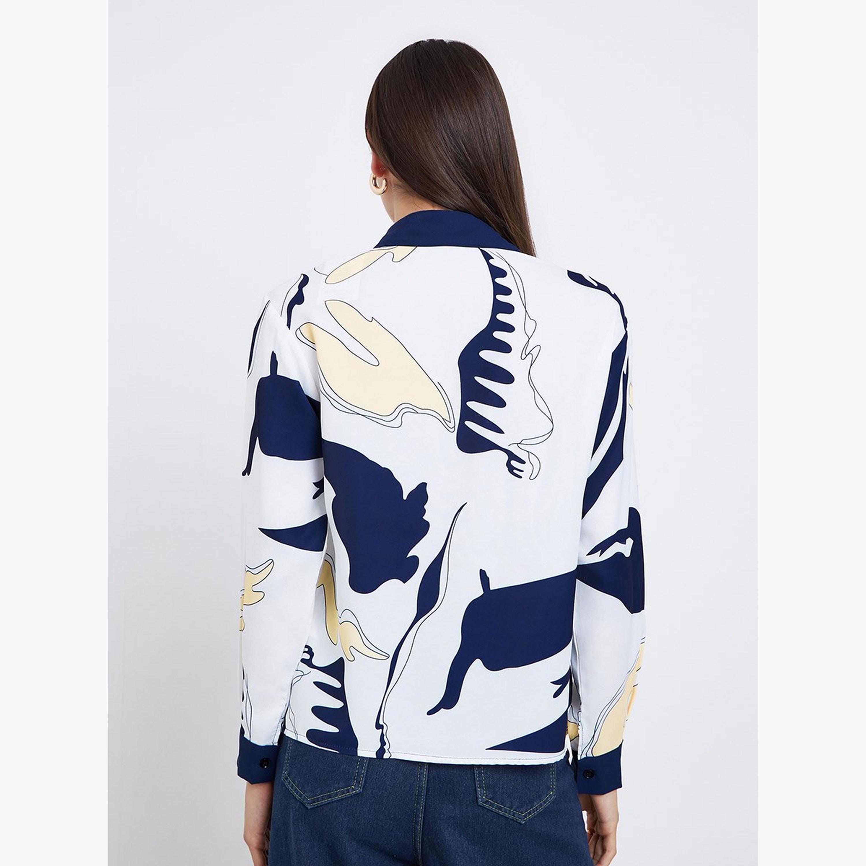 تيك تو - قميص مطبوع بقصّة عادية وأزرار-women-clothing-shirtsandblouses-shirts-image-5
