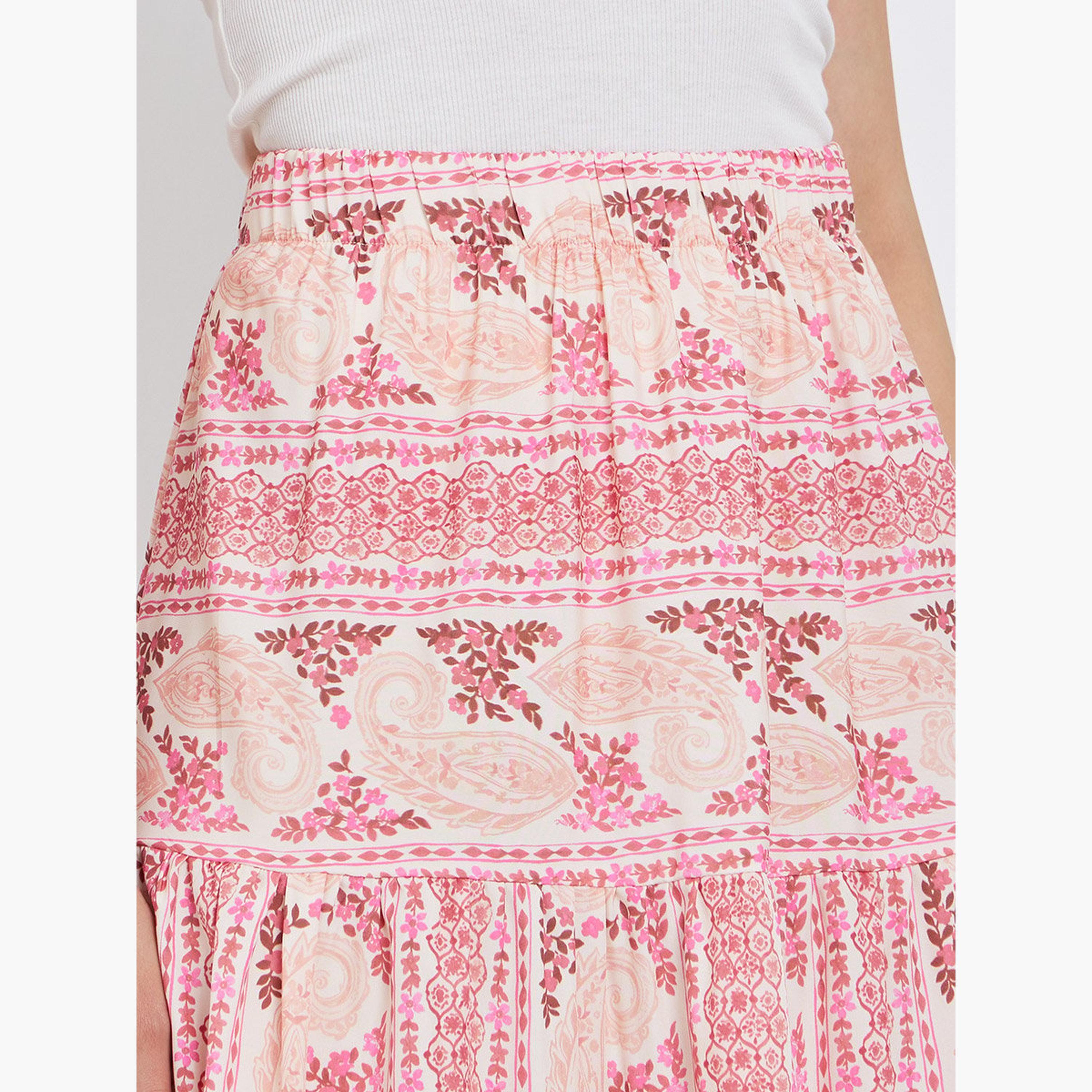 تنورة ميدي بحافة واسعة وخصر مطاطي-women-clothing-bottoms-skirts-image-3