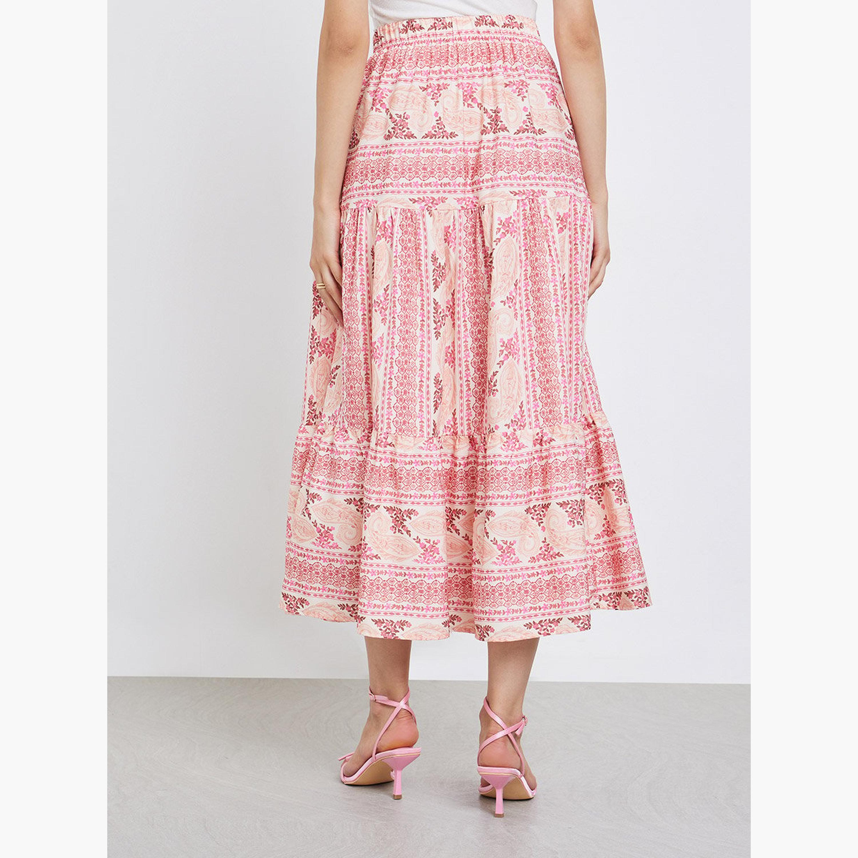Take Two Floral Print Elastic Waist A-Line Midi Skirt-women-clothing-bottoms-skirts-image-4