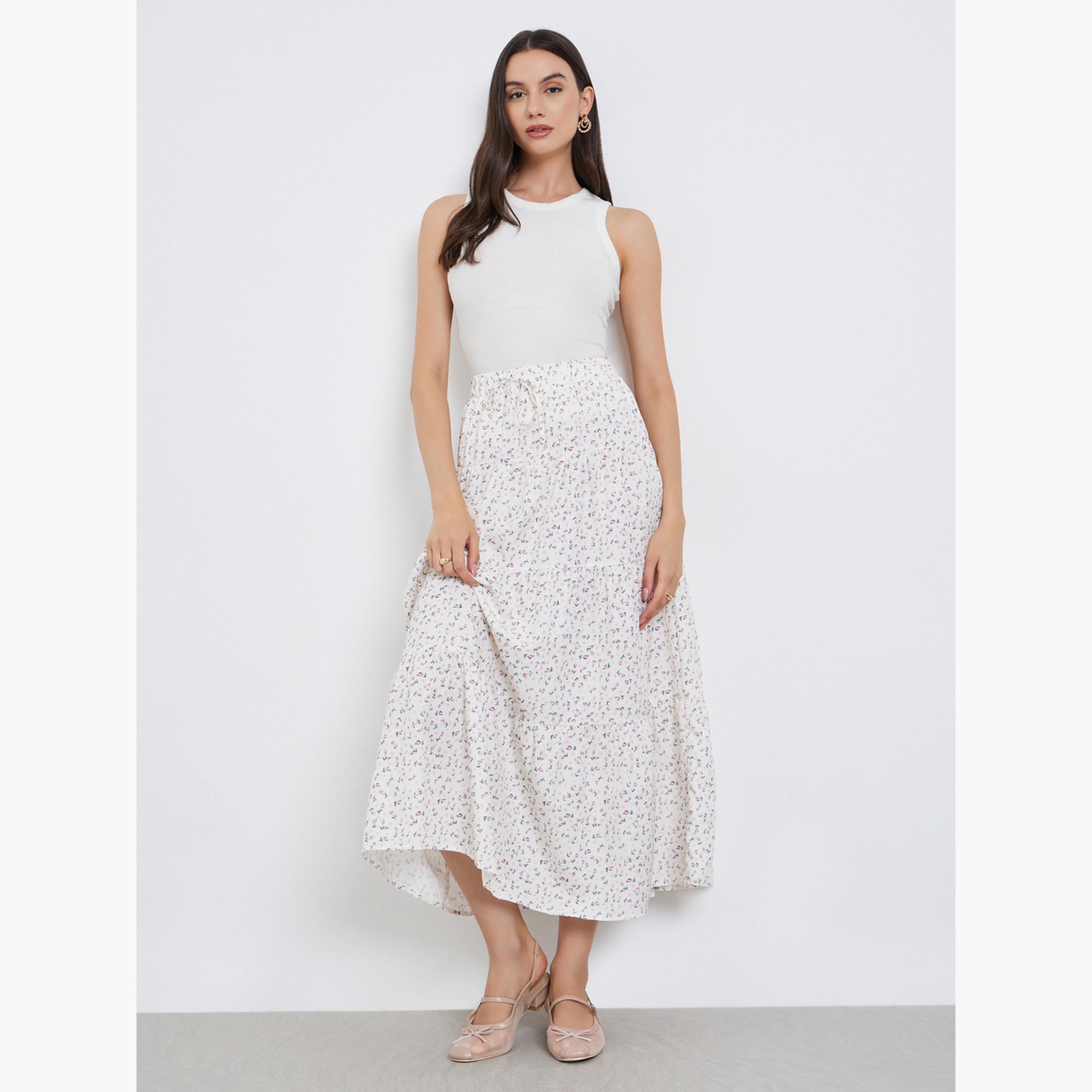 Take Two Floral Print Elastic Waist A-Line Maxi Skirt-women-clothing-bottoms-skirts-image-2