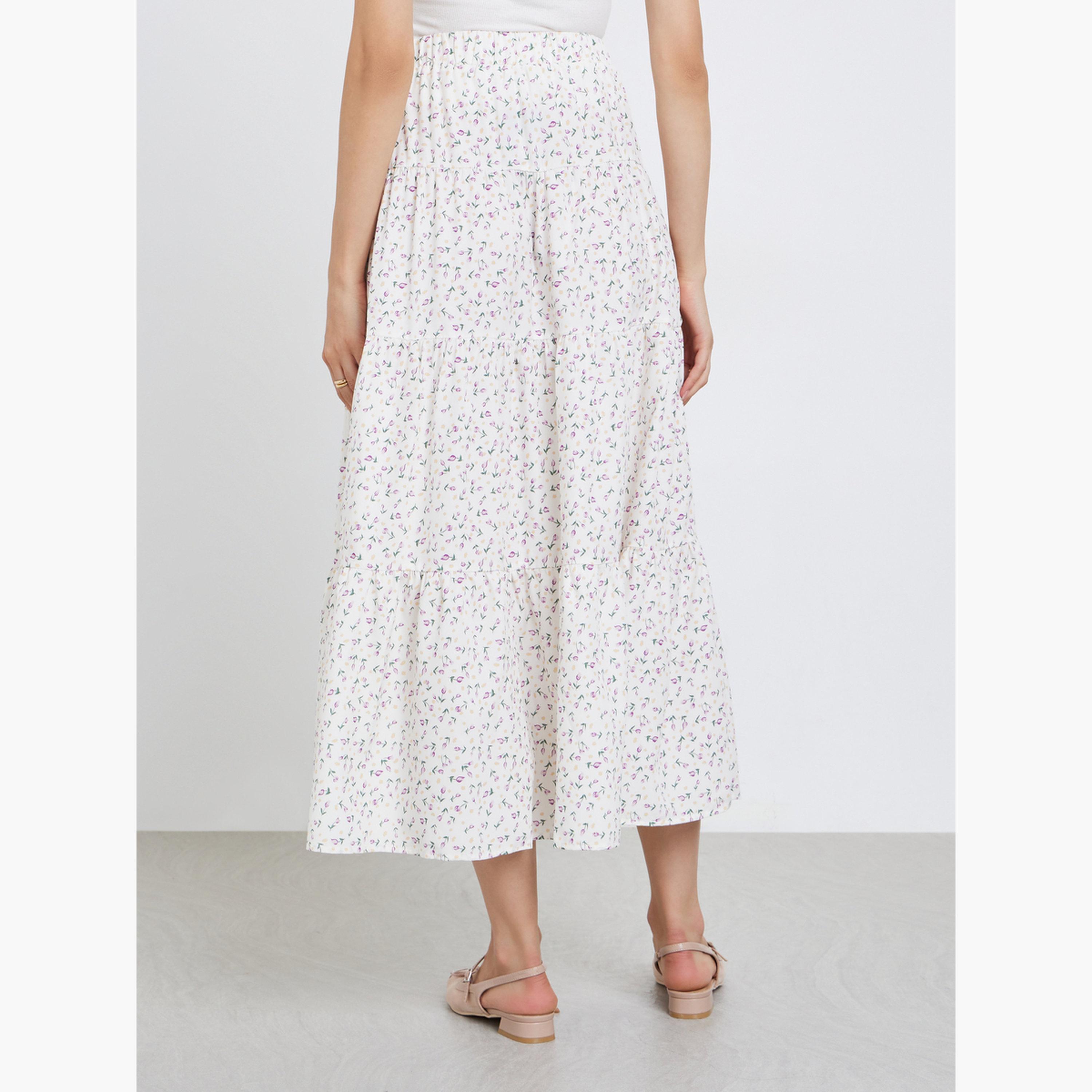 Take Two Floral Print Elastic Waist A-Line Maxi Skirt-women-clothing-bottoms-skirts-image-4