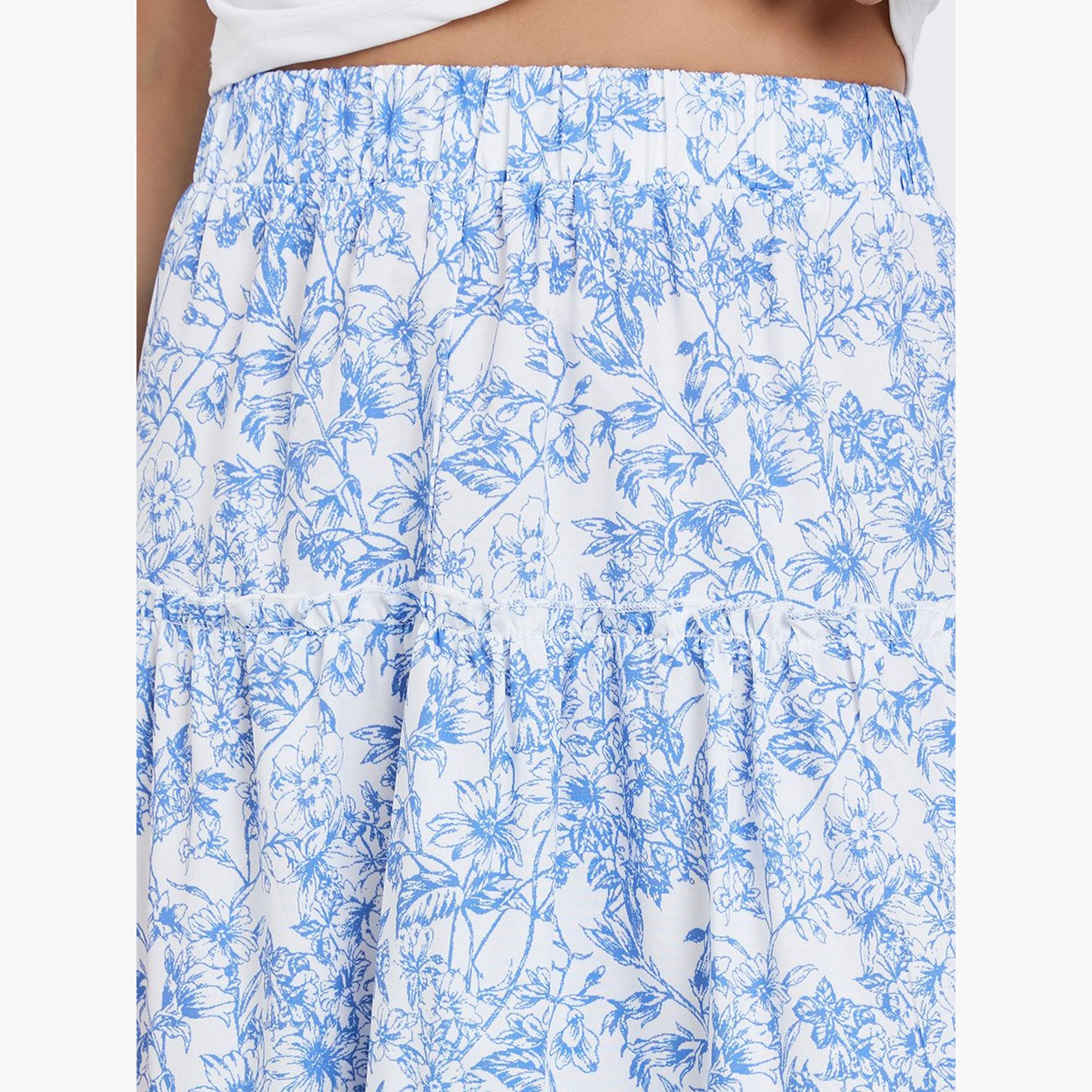 Take Two Floral Print Elastic Waist A-Line Midi Skirt-women-clothing-bottoms-skirts-image-3