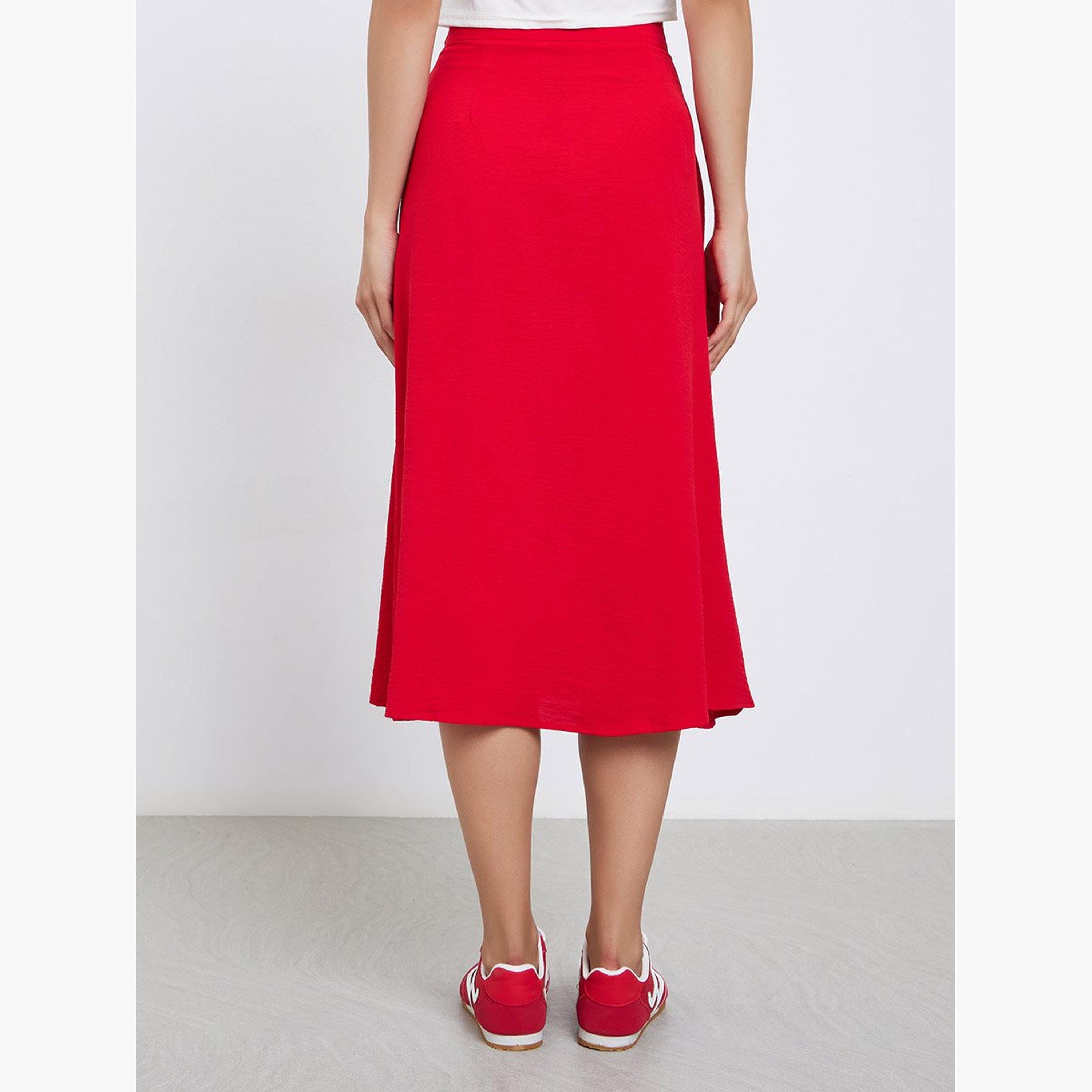 Take Two Solid Button Detail A-Line Midi Skirt-women-clothing-bottoms-skirts-image-4