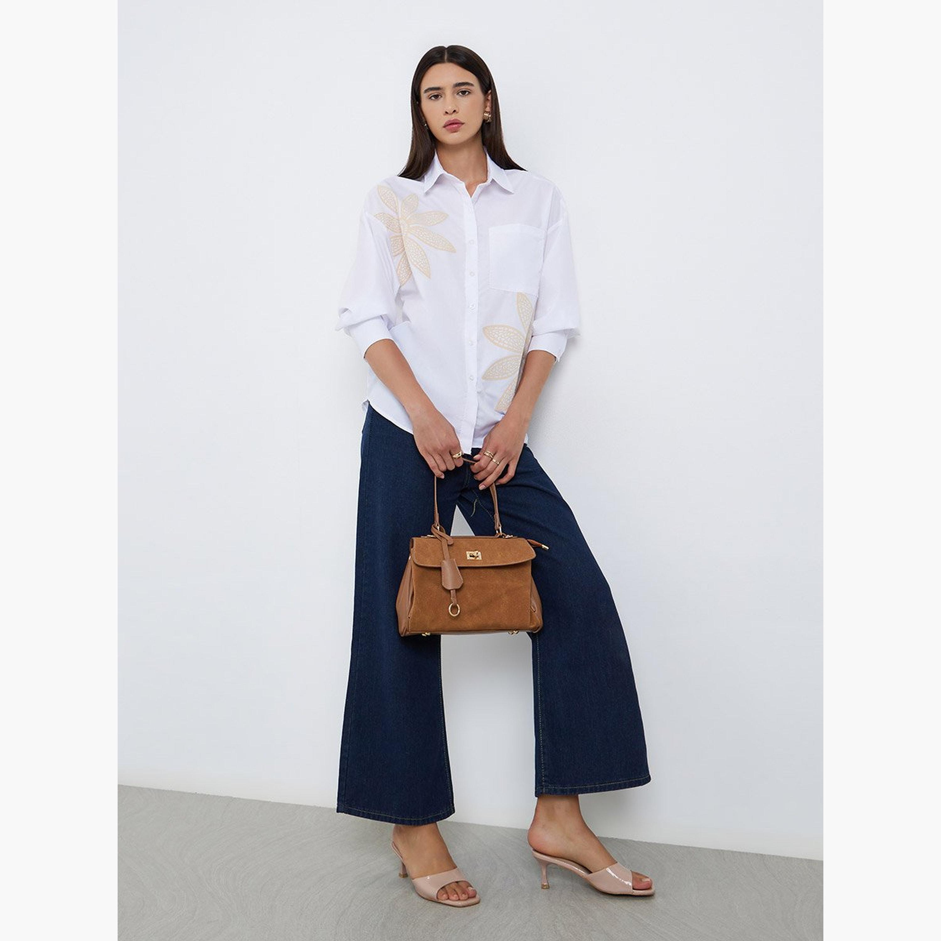 تيك تو - قميص للنساء أبيض بطبعة زهور-women-clothing-shirtsandblouses-shirts-image-2