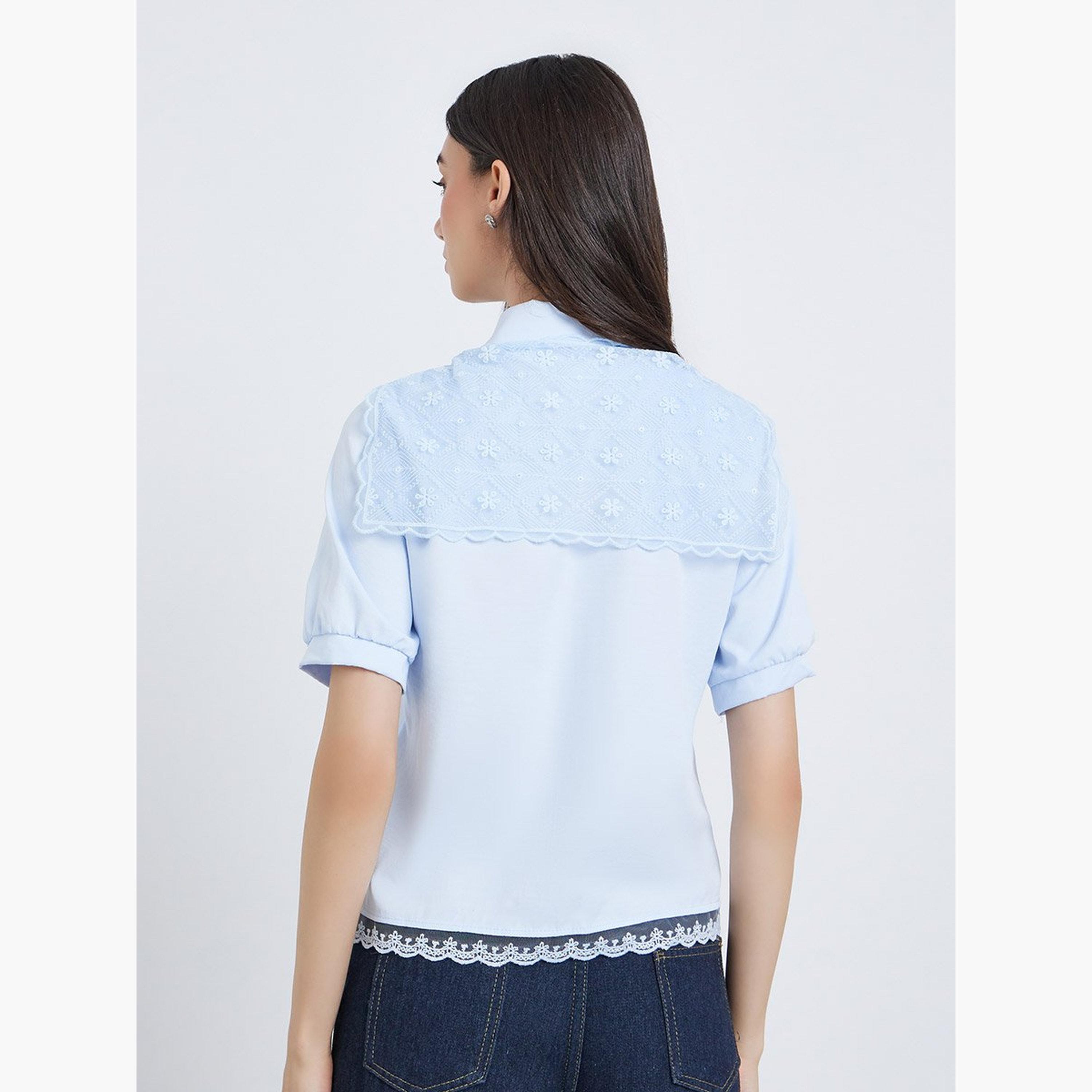 تيك تو - قميص أزرق فاتح بأكمام قصيرة مزين بالدانتيل-women-clothing-shirtsandblouses-shirts-image-4
