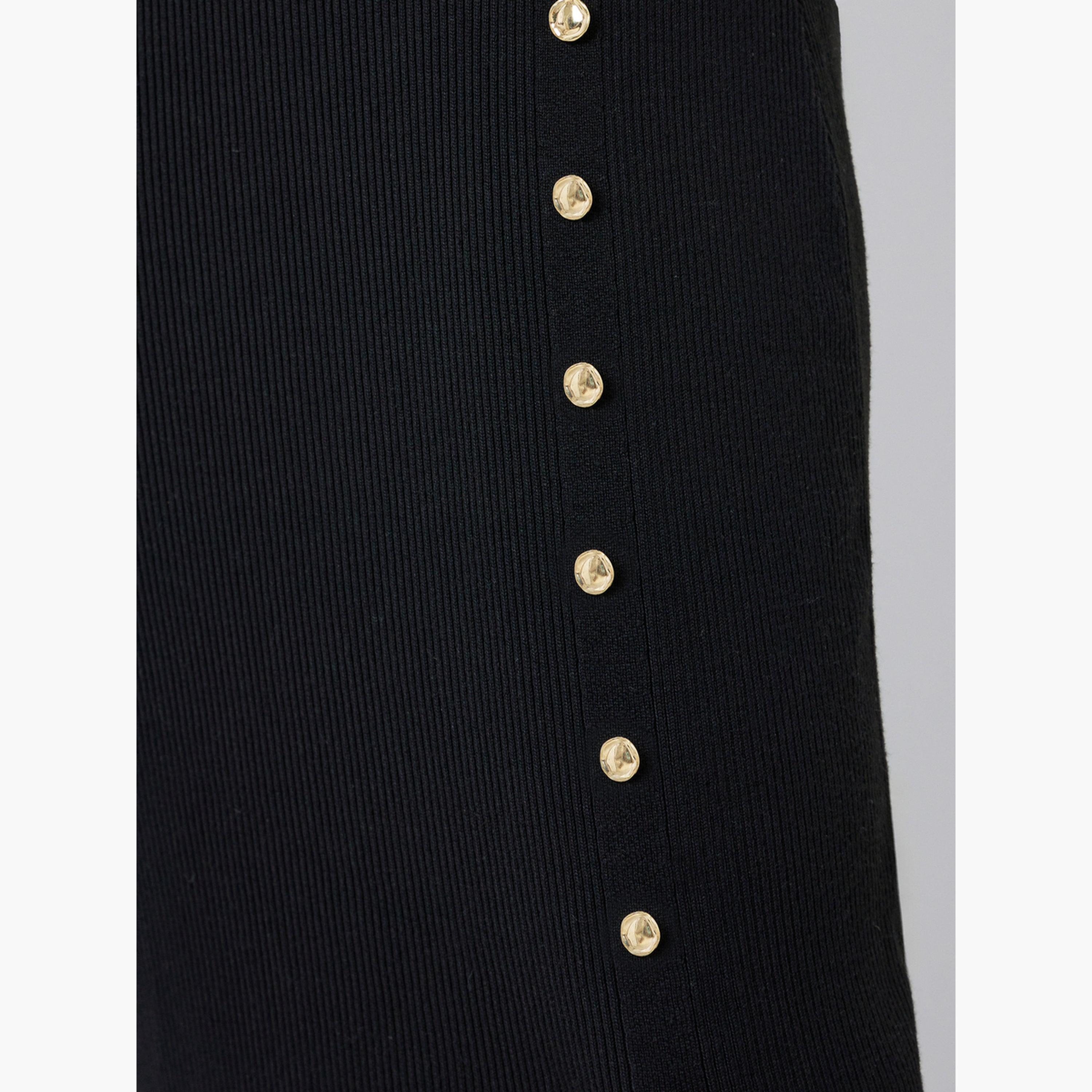 Styli Black Side Slit Long Sleeves Sweater Maxi Dress-women-clothing-dresses-image-4
