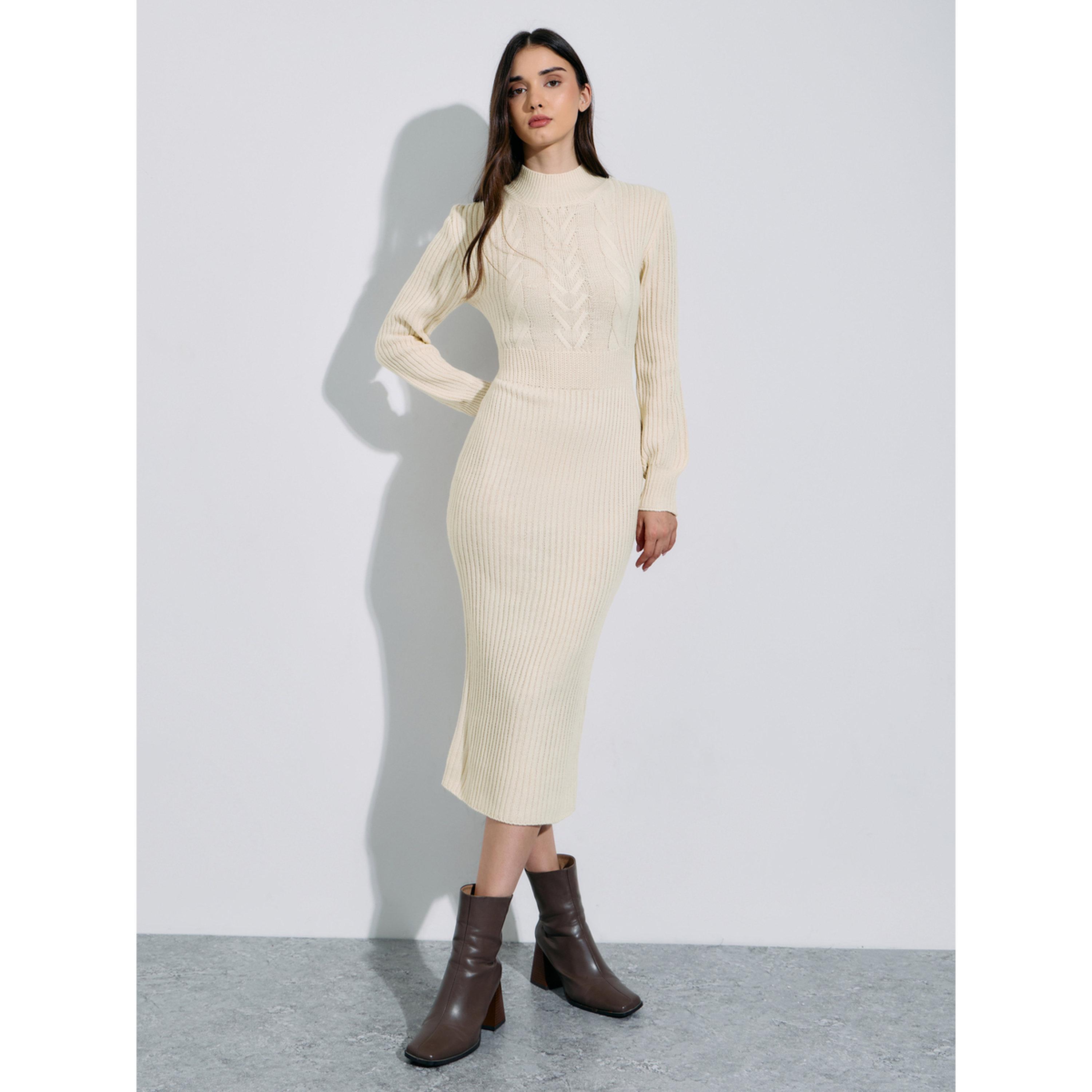فستان ميدي سويتر أوف وايت بتنسيج محبوك-women-clothing-dresses-image-1