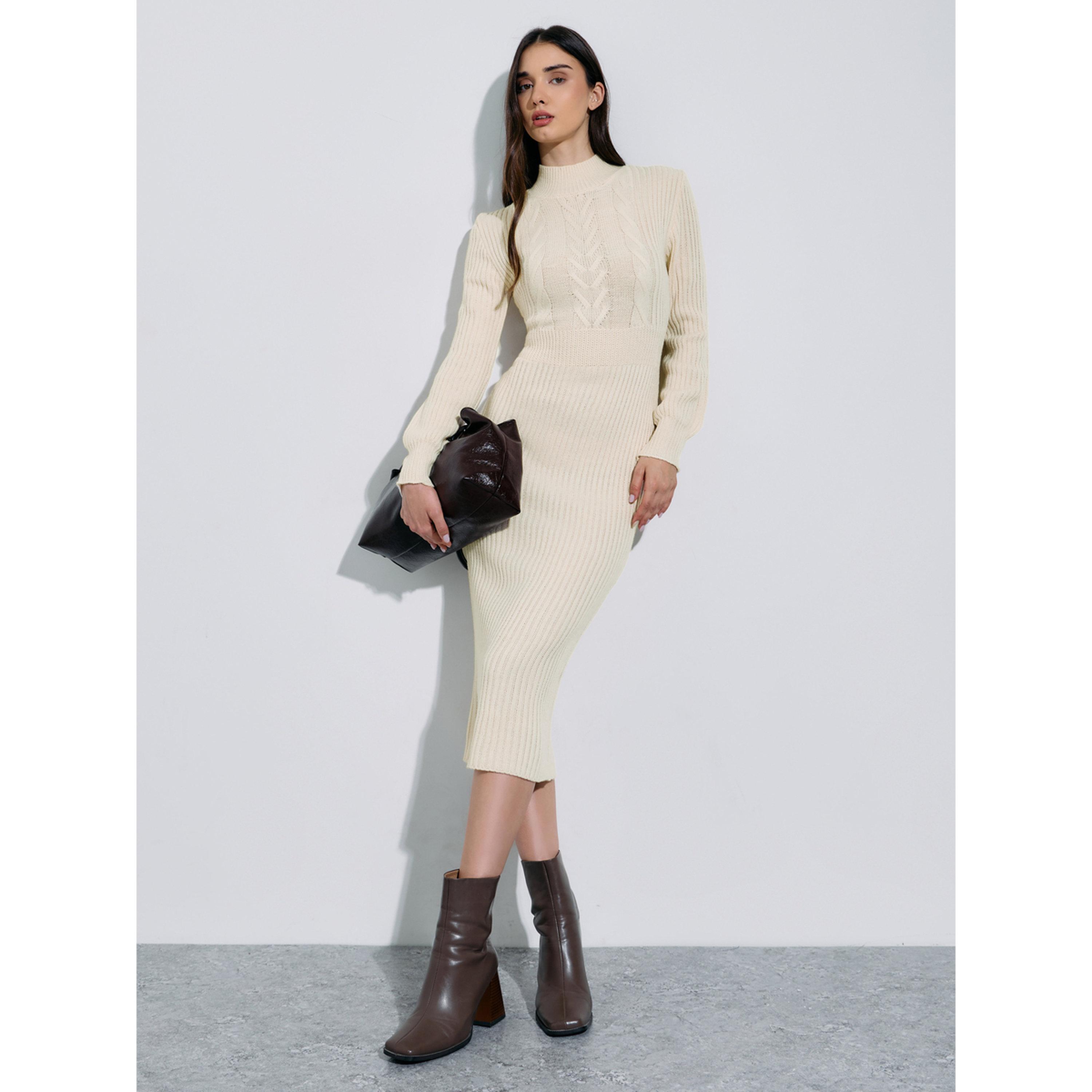 فستان ميدي سويتر أوف وايت بتنسيج محبوك-women-clothing-dresses-image-4