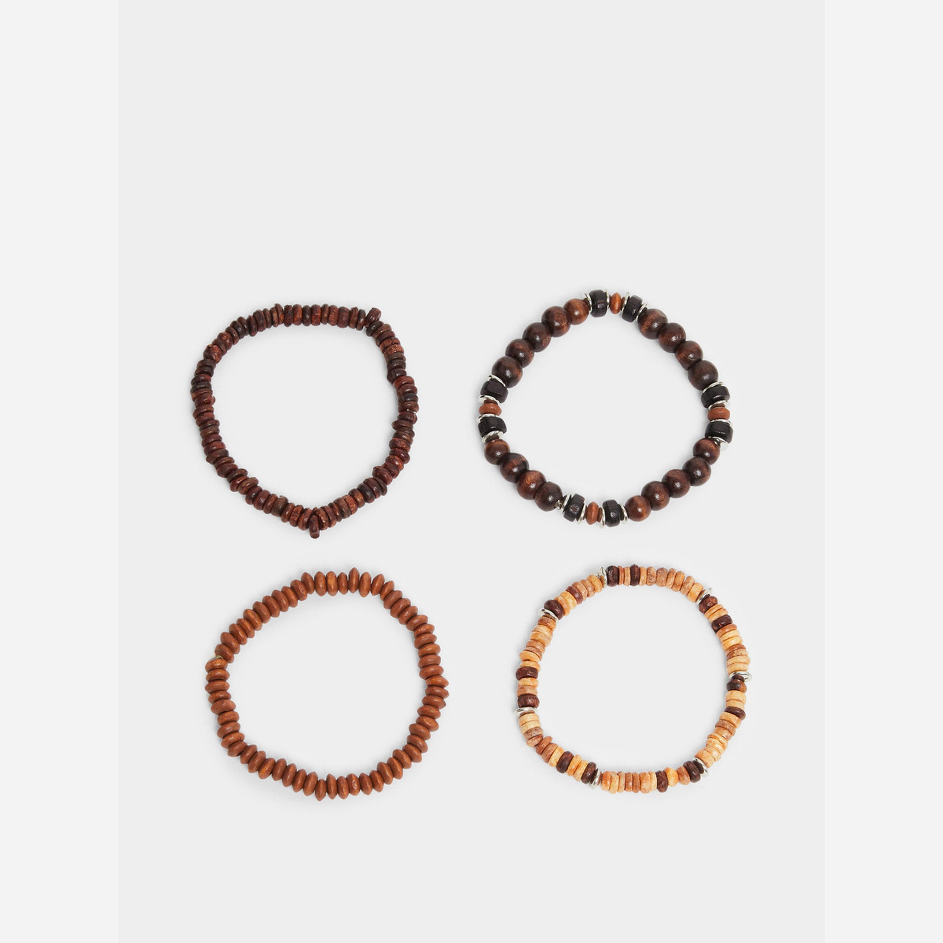 ستايلي - مجموعة من 4 أساور من الخرز الخشبي-women-watchesandjewellery-jewellery-banglesandbracelets-image-1