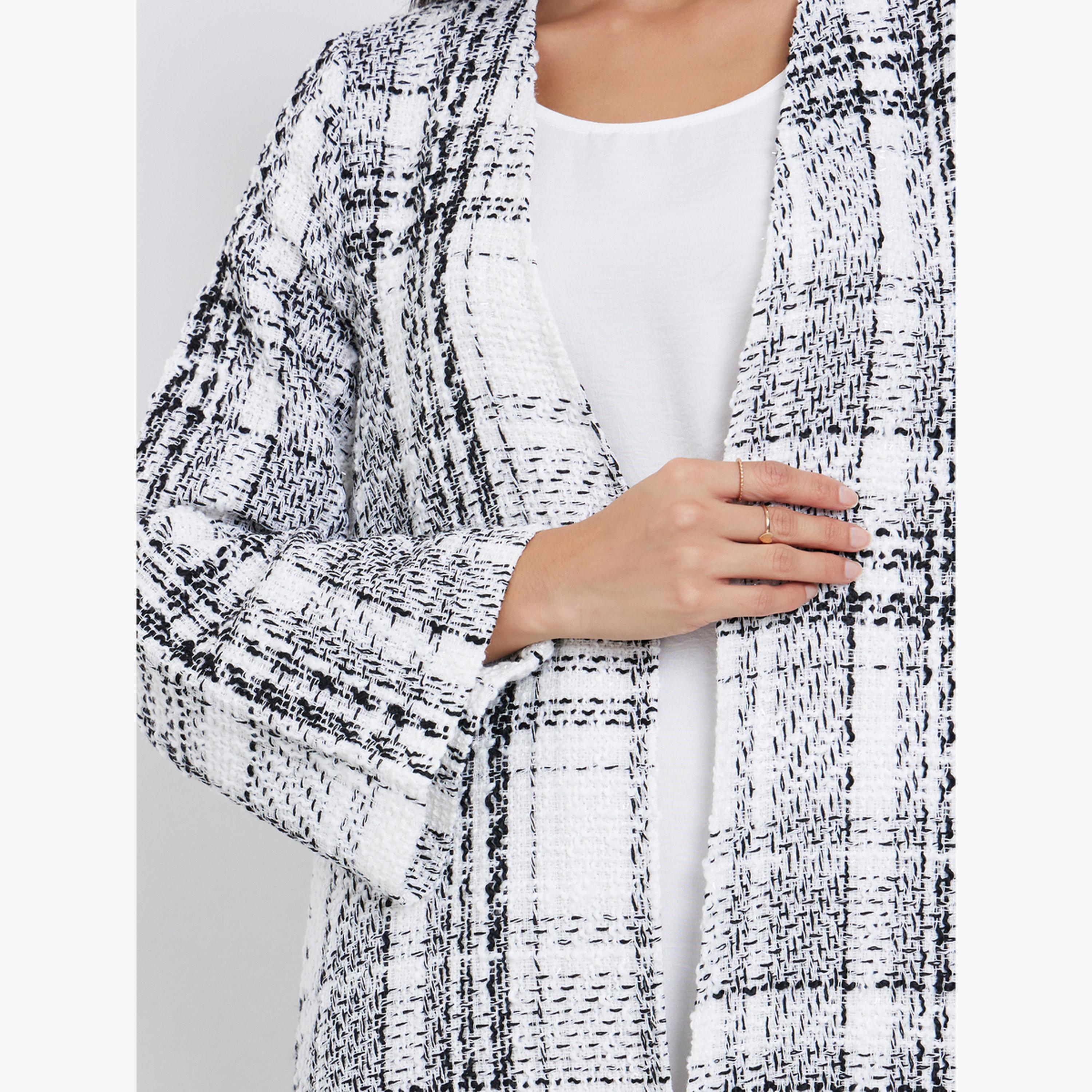 Styli Tweed Look Checked Winter Abaya-women-arabicclothing-abayas-image-4