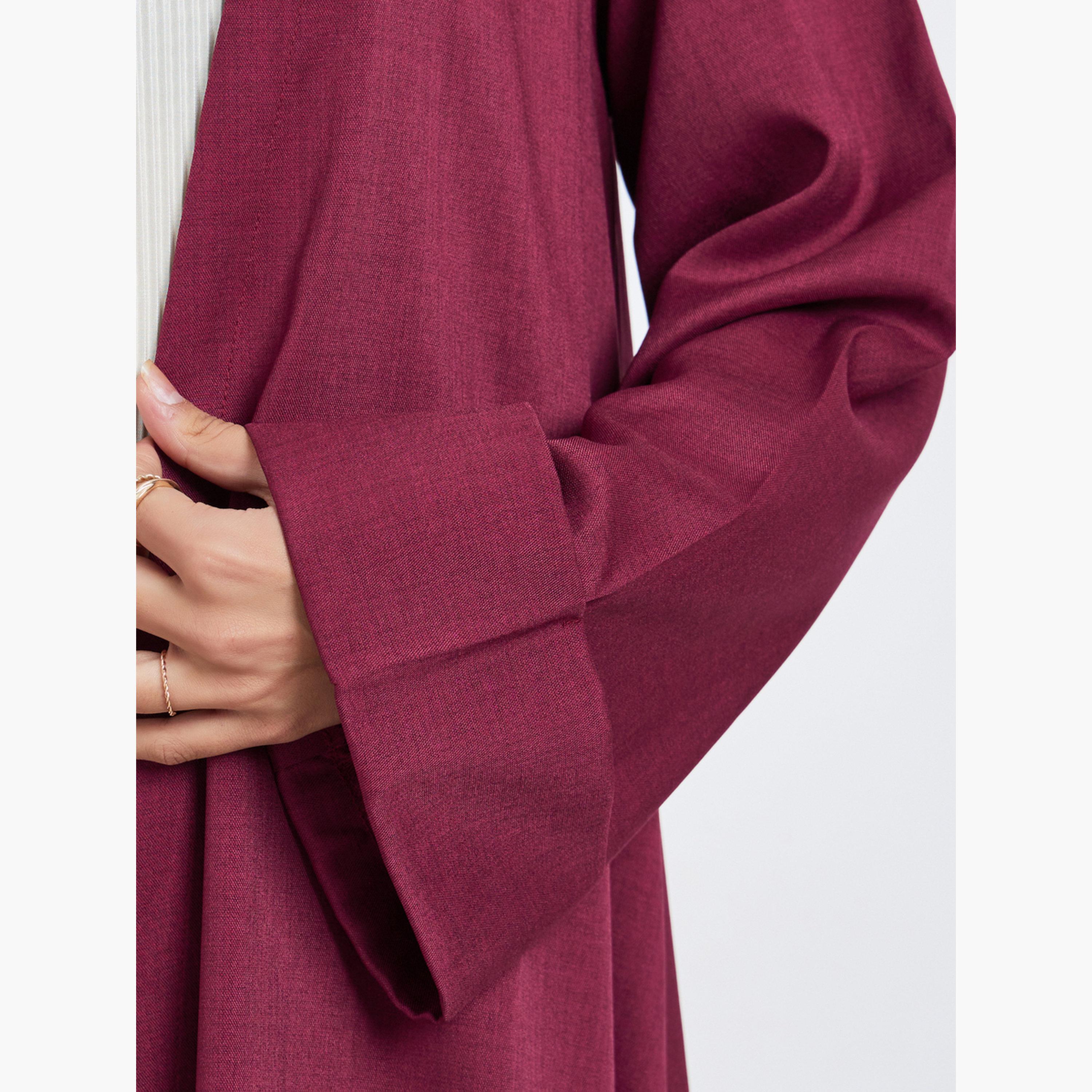 ستايلي - عباية برغندي مفتوحة من الأمام بأكمام واسعة-women-arabicclothing-abayas-image-4