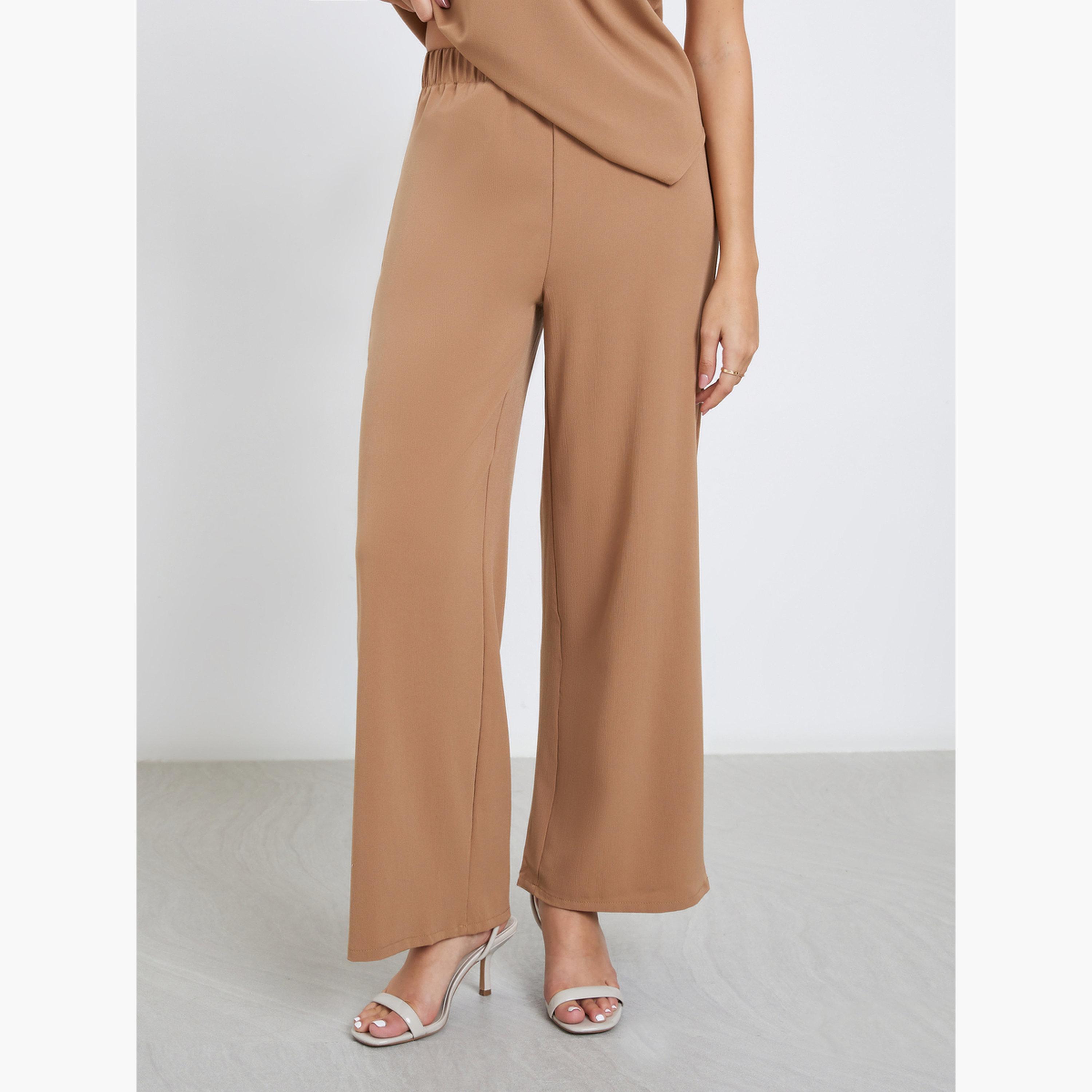 Styli Brown Cap Sleeve Top and Pants Modest Set-women-arabicclothing-sets-image-5