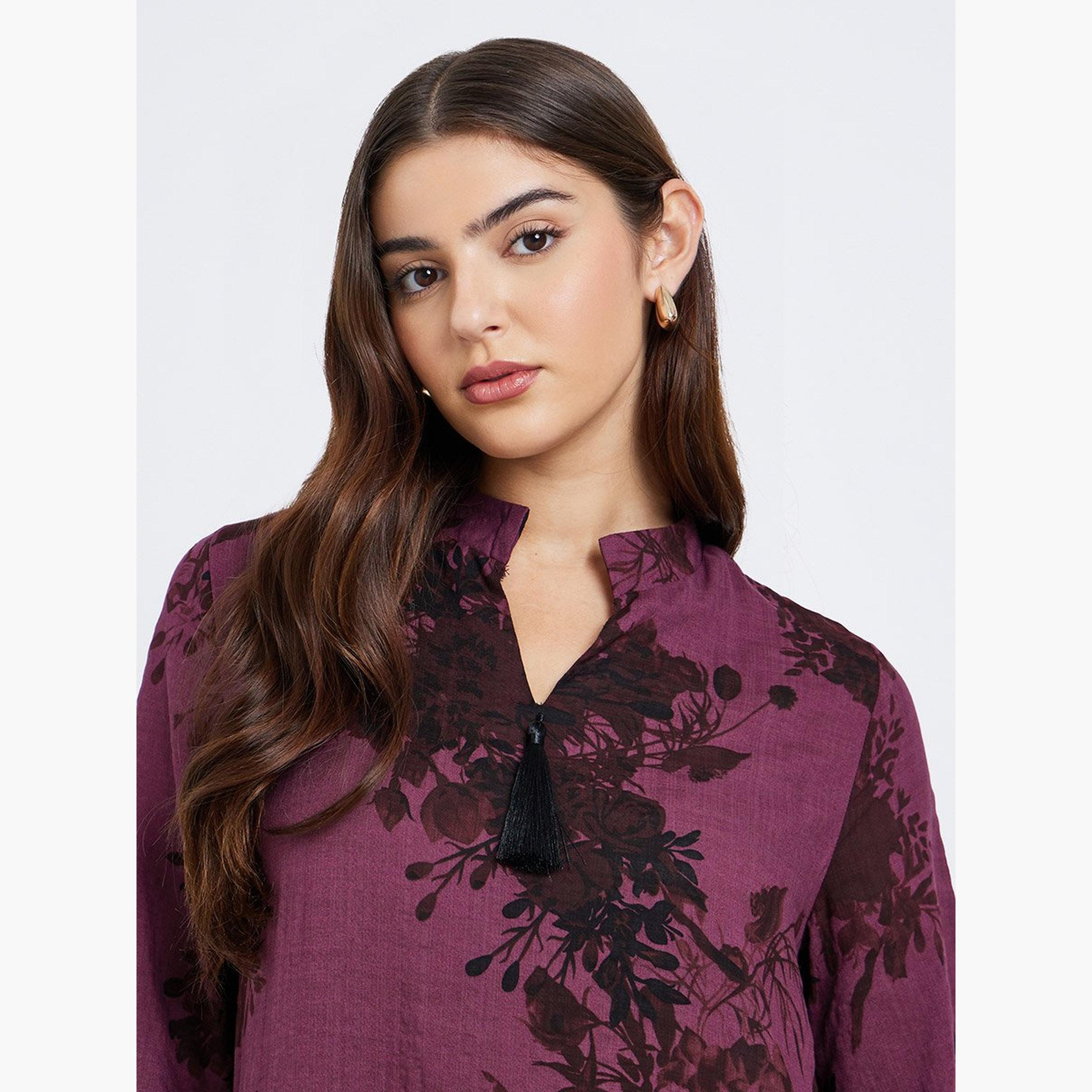 جلّابية بطبعة زهور وتفصيلة شرابة-women-arabicclothing-jalabiyas-image-3
