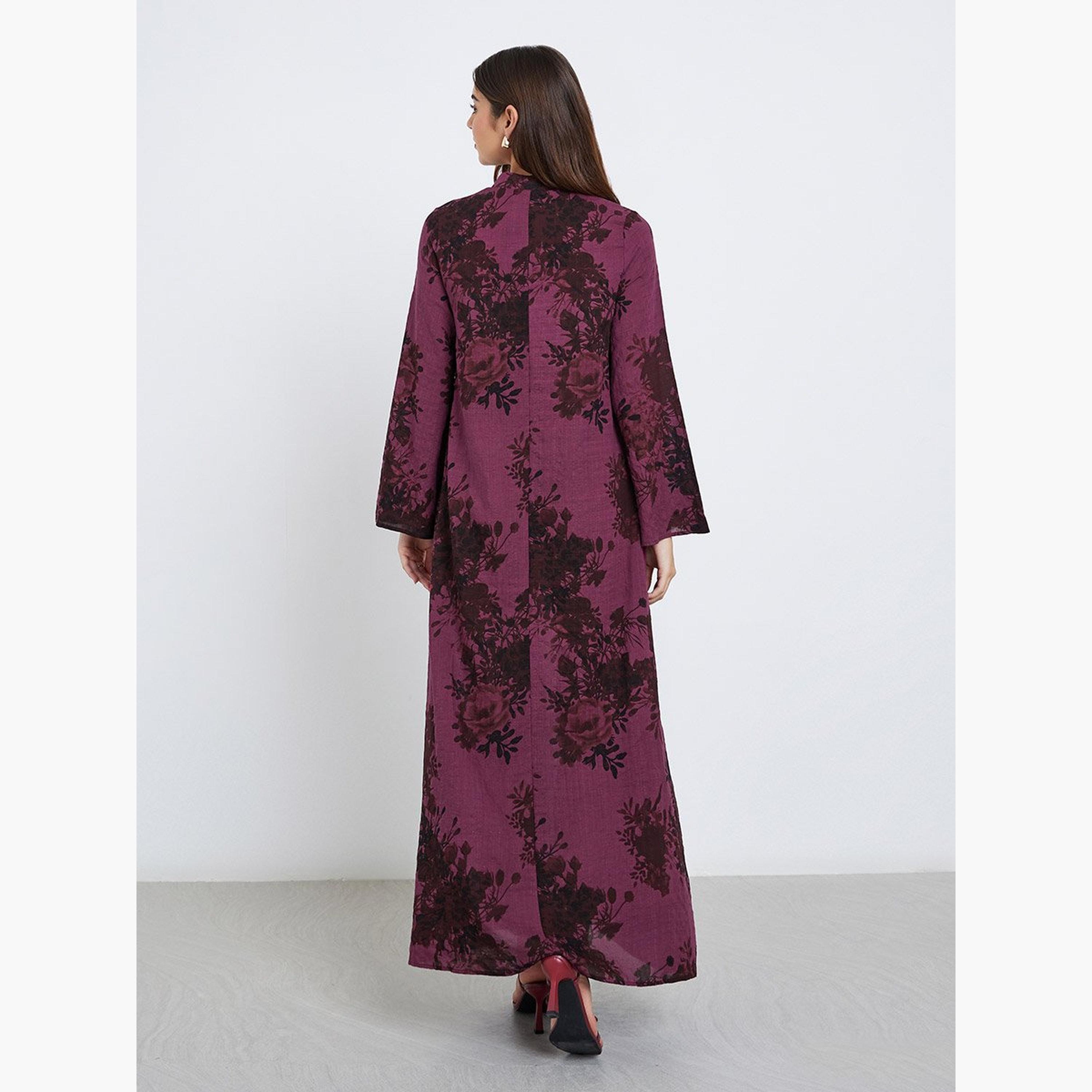 Styli Floral Print Tassel Detail Jalabiya-women-arabicclothing-jalabiyas-image-4