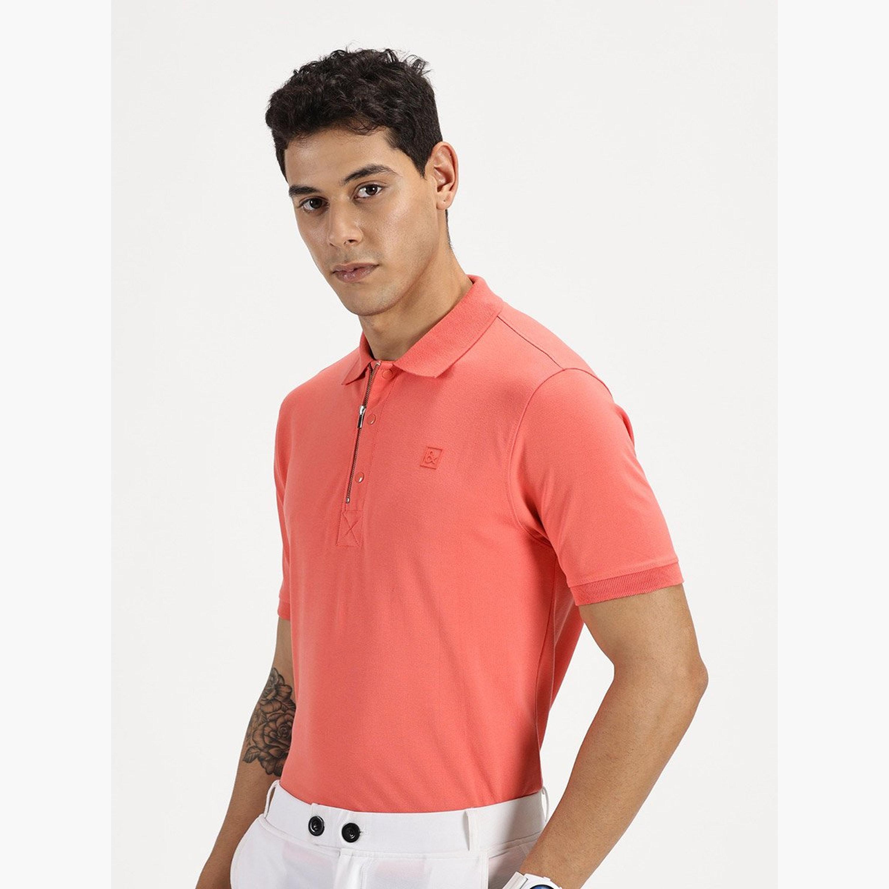 سيمبل اند رير × ستايلي - تي شيرت للرجال مرجاني بسحاب ربعي وزر كبس-men-clothing-tshirtsandpolos-tshirts-image-4