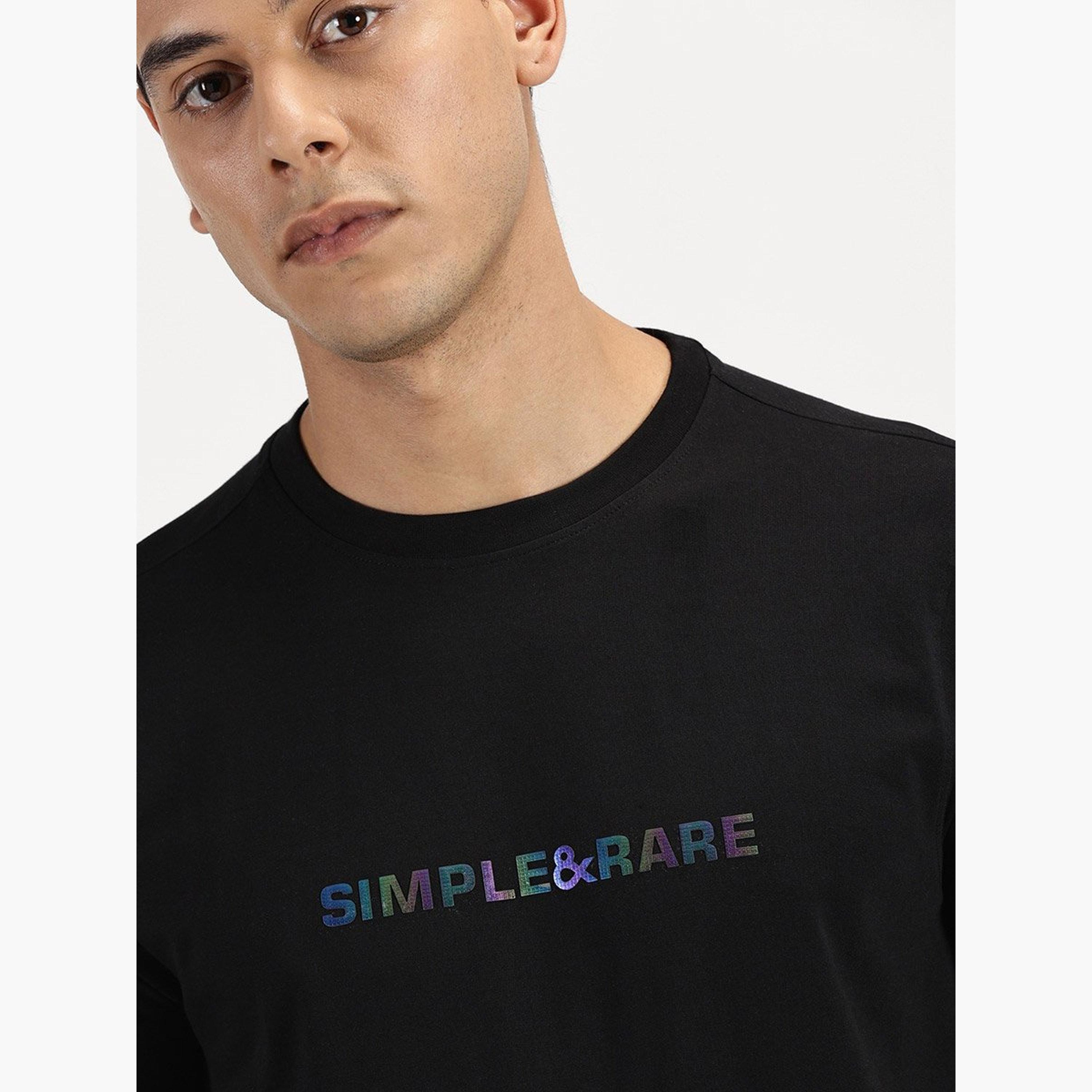 Simple And Rare X Styli Men Black Slogan Print Short Sleeve T-Shirt-men-clothing-tshirtsandpolos-tshirts-image-3