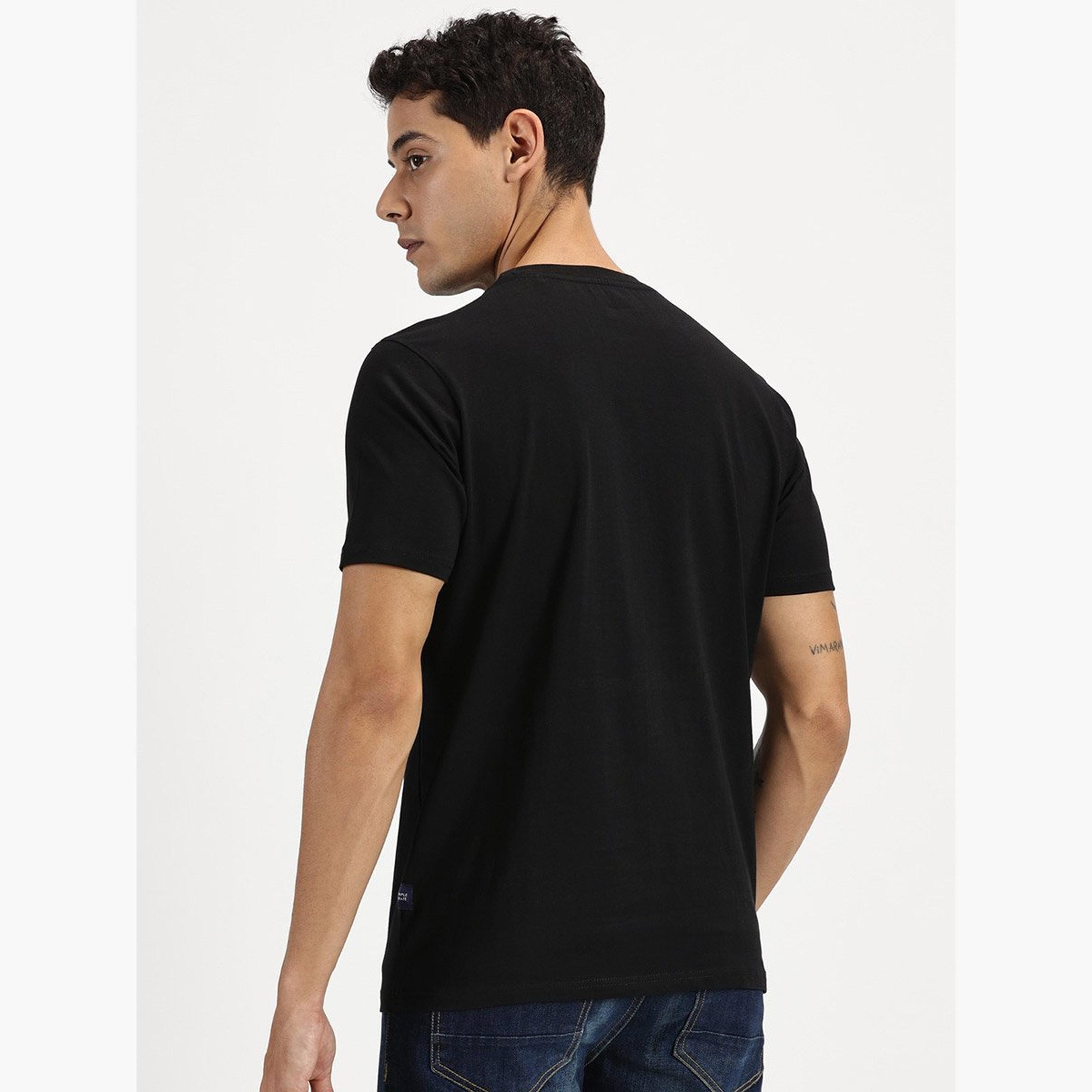Simple And Rare X Styli Men Black Slogan Print Short Sleeve T-Shirt-men-clothing-tshirtsandpolos-tshirts-image-4