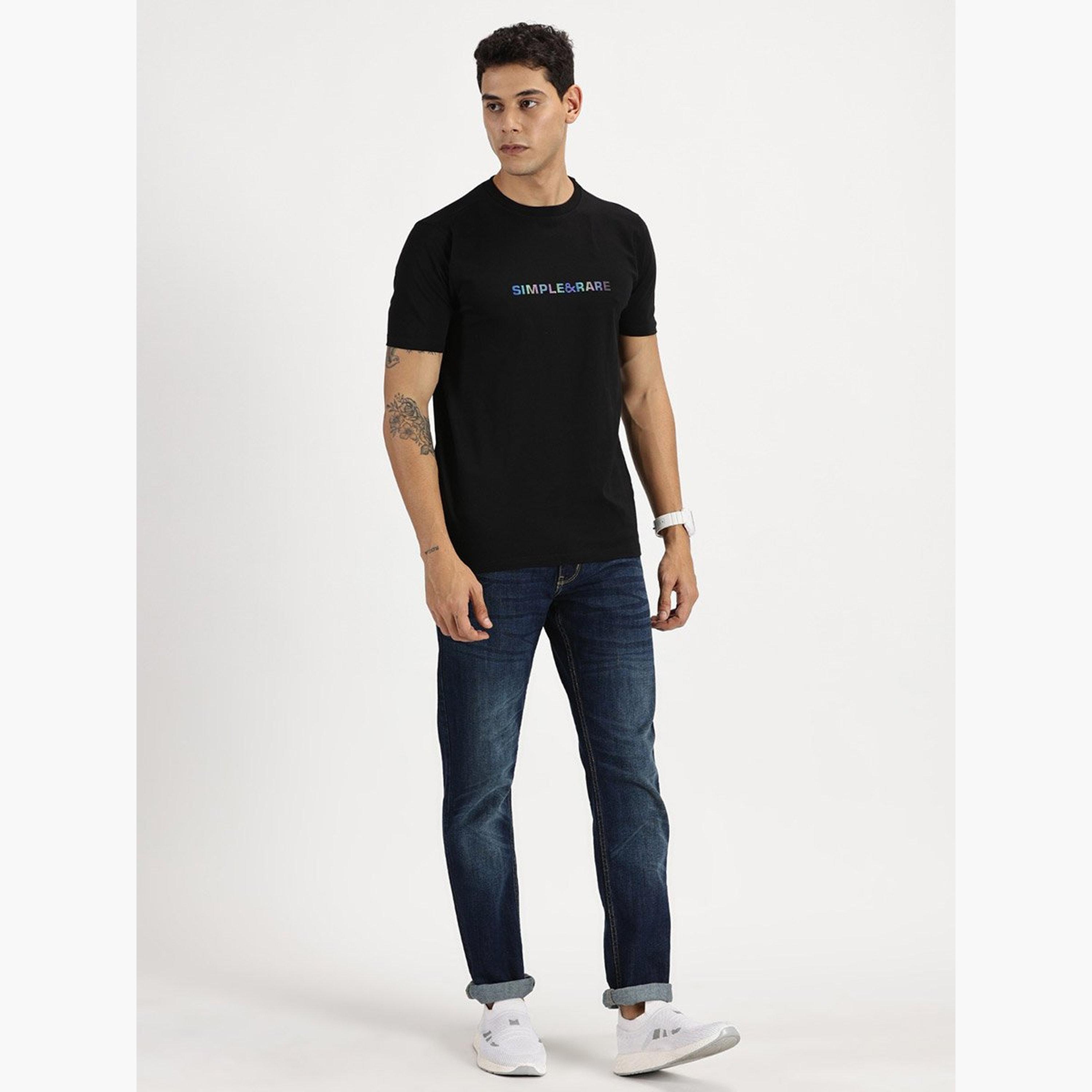 Simple And Rare X Styli Men Black Slogan Print Short Sleeve T-Shirt-men-clothing-tshirtsandpolos-tshirts-image-5