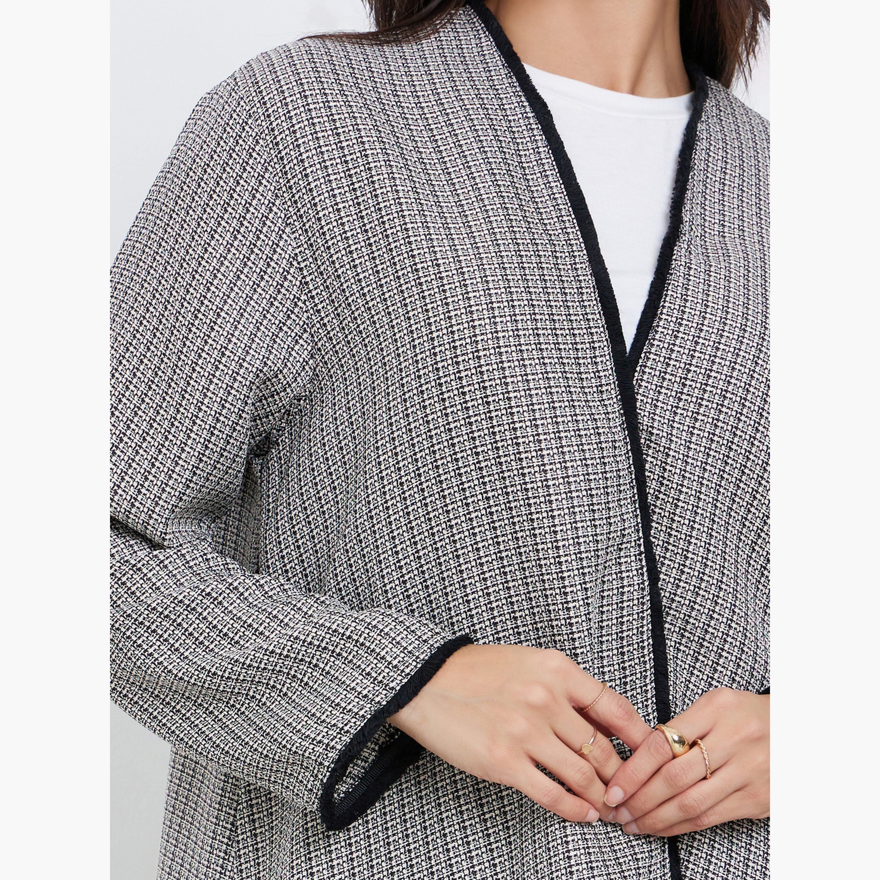 Styli Multi Tweed Look Abaya with Frayed Edge-women-arabicclothing-abayas-image-4