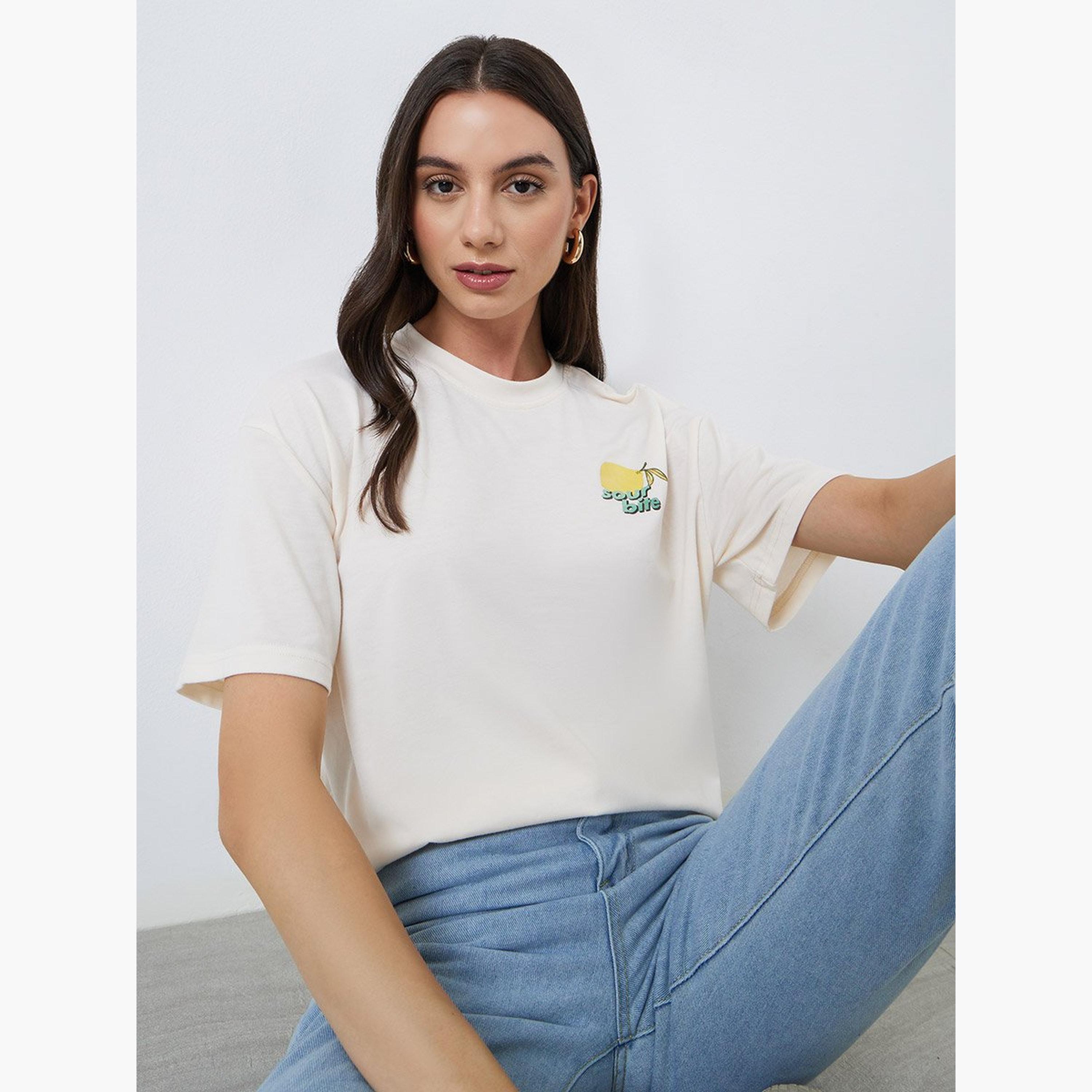 Take Two Cream Graphic Print Oversized T-Shirt-women-clothing-tshirts-image-3