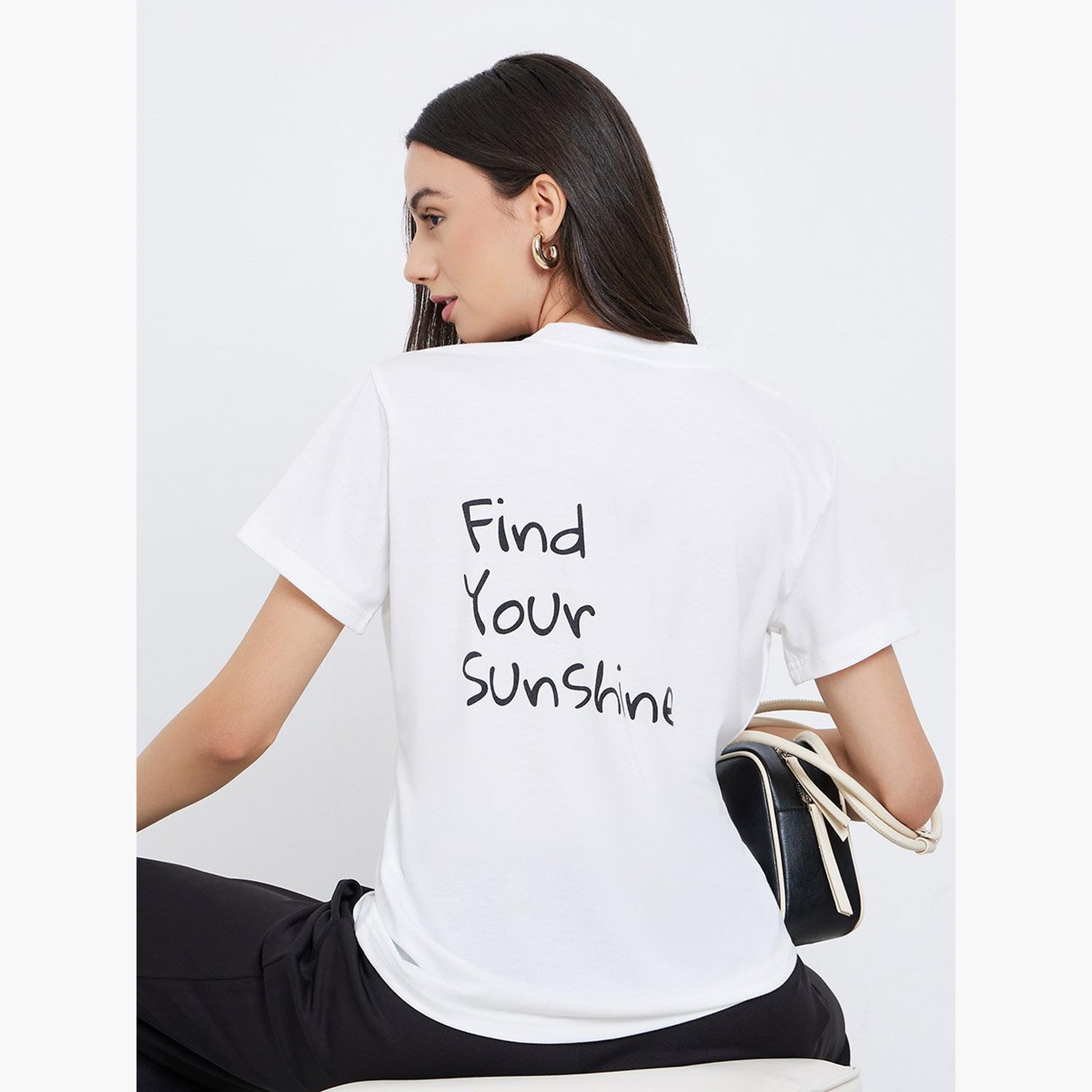 Take Two Find Your Sunshine Slogan Print Oversize T-Shirt-women-clothing-tshirts-image-3