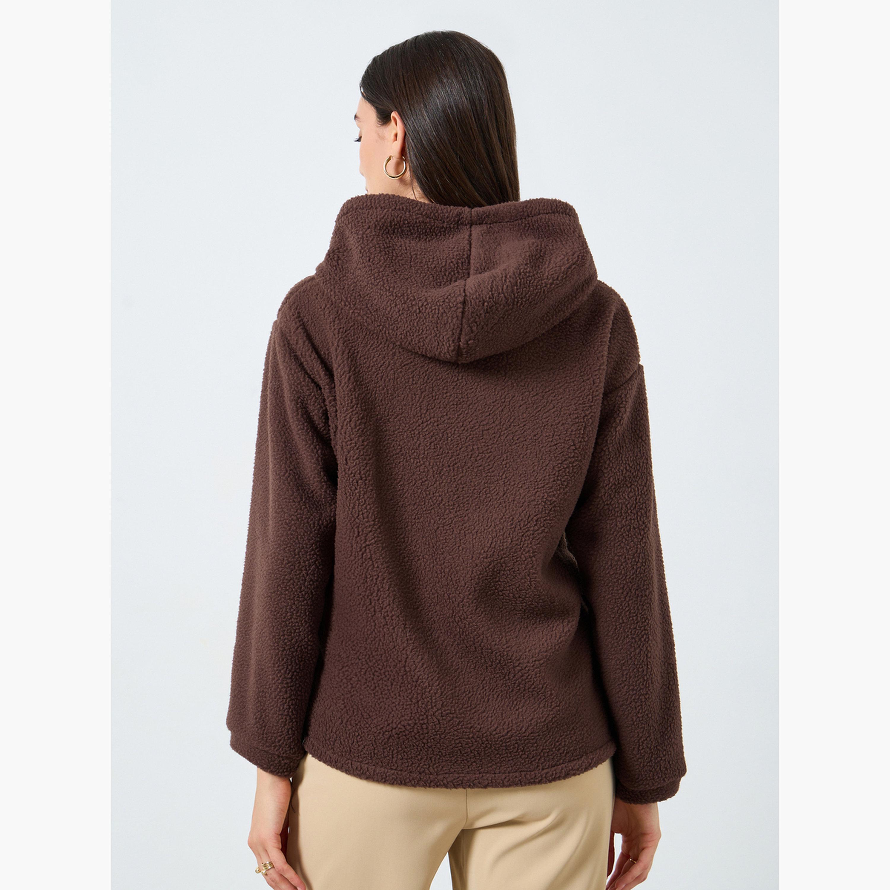 تيك تو - جاكيت تيدي بني بغطاء رأس للنساء-women-winterwear-coatsandjackets-jackets-image-4
