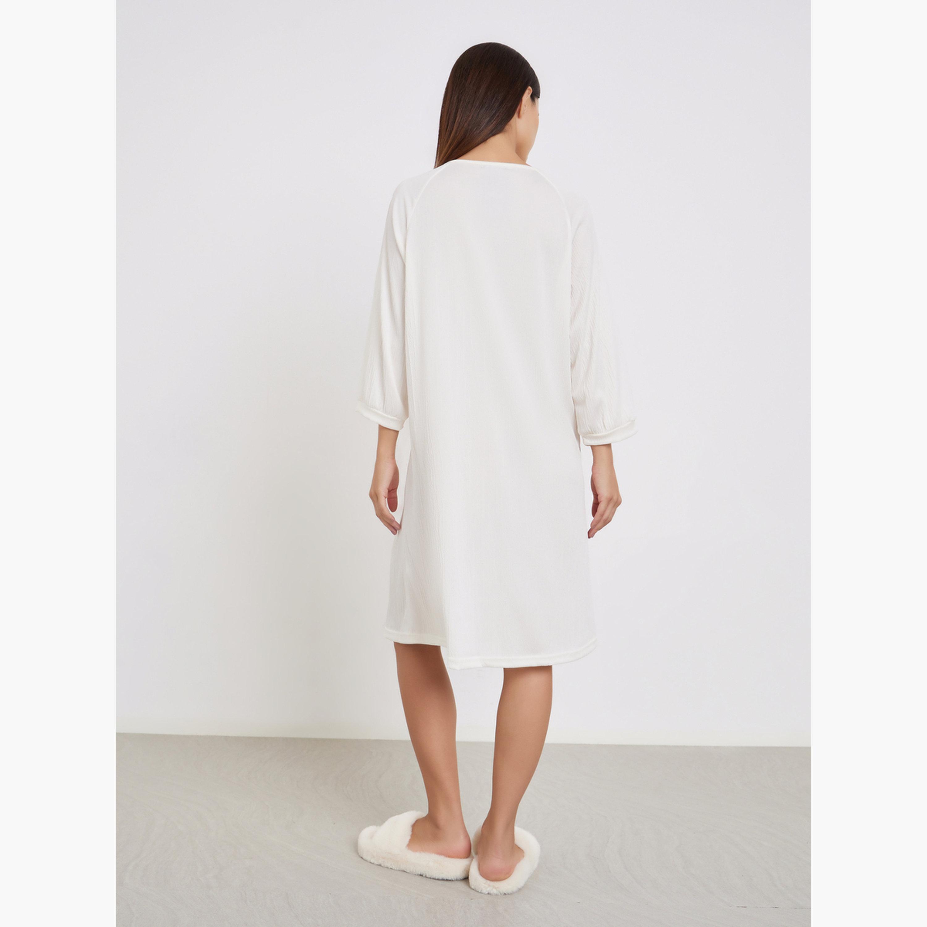 Styli Round Neck Buttoned Nightdress-women-clothing-nightwear-nighties-image-3