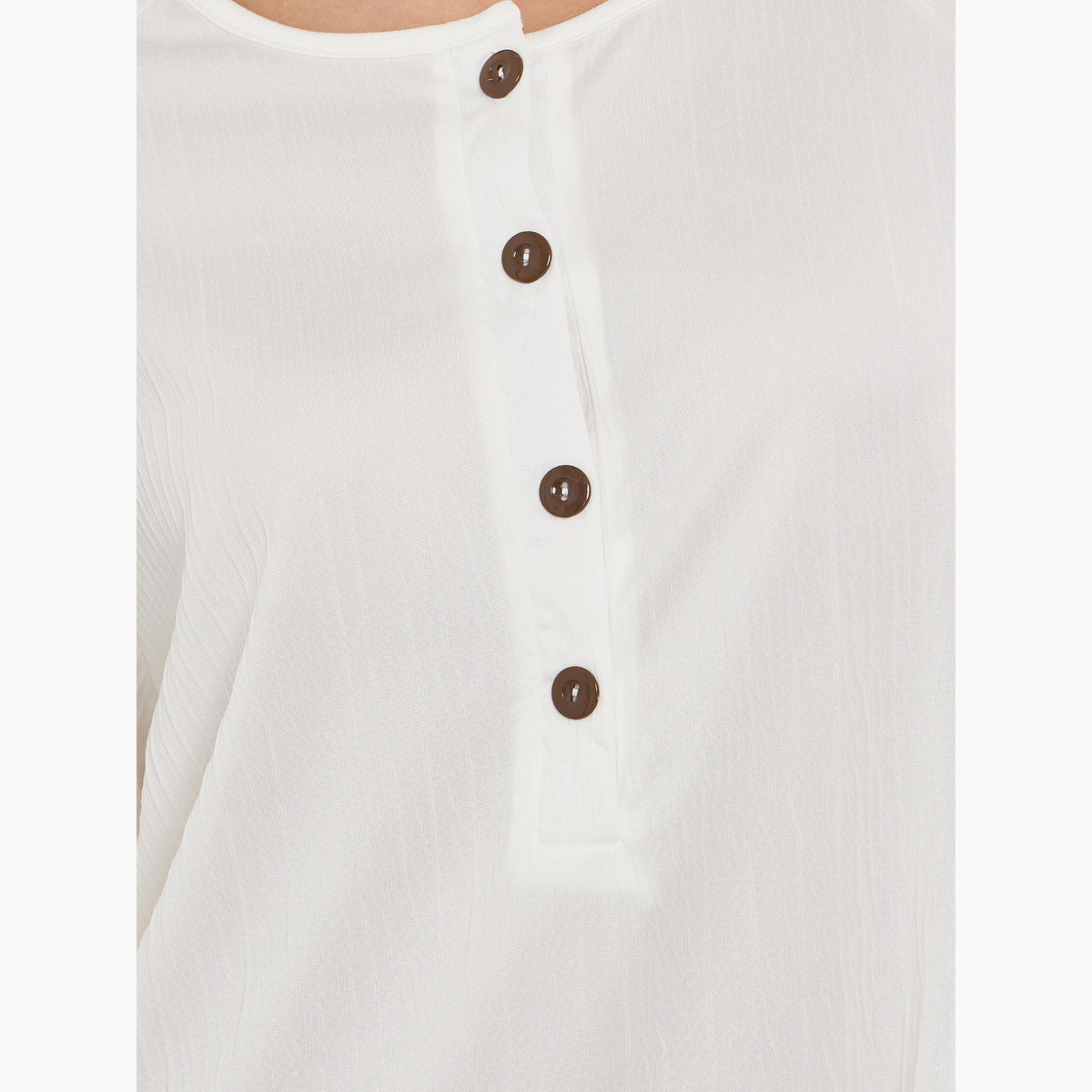 Styli Round Neck Buttoned Nightdress-women-clothing-nightwear-nighties-image-4