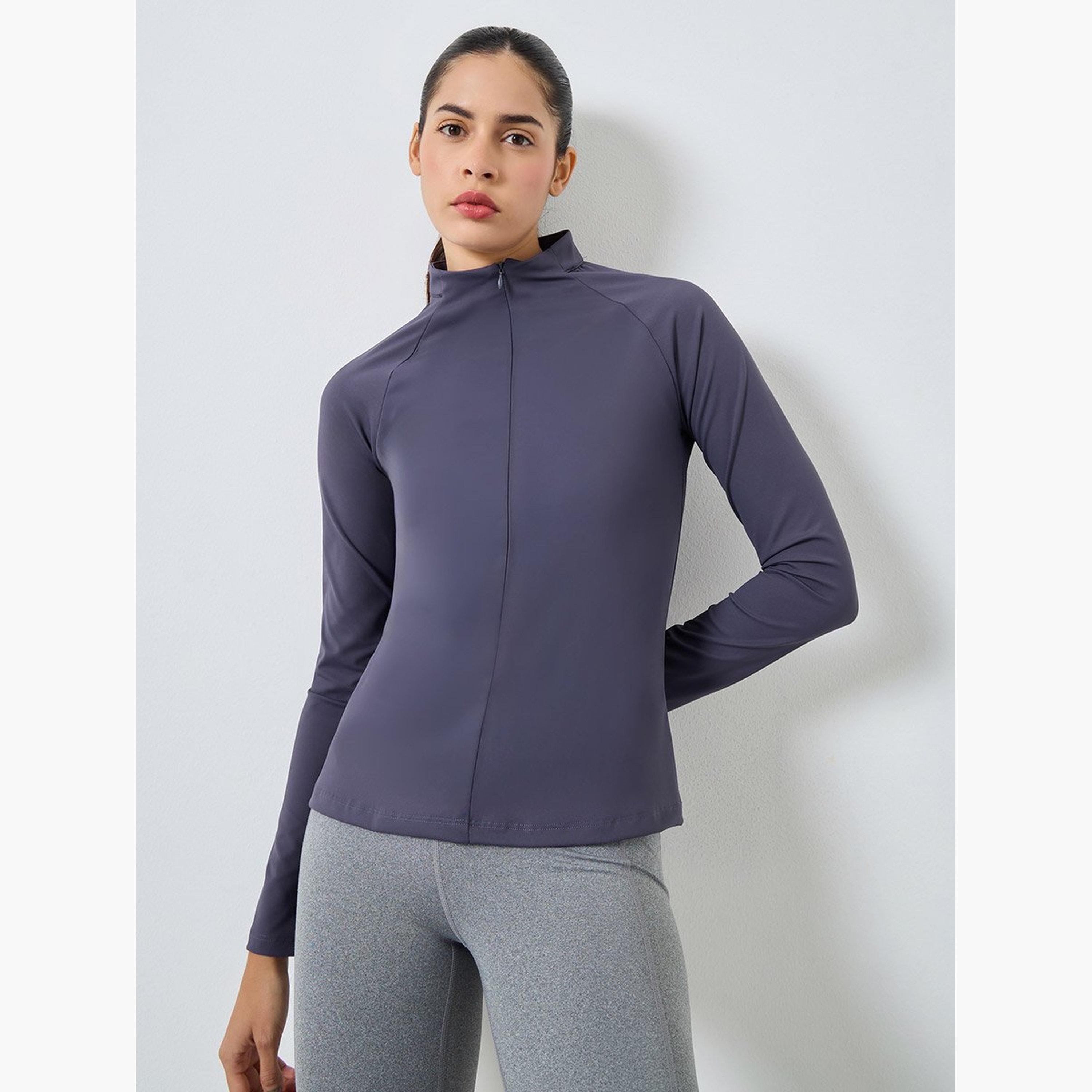 Styli Half Zip Up Hidden Zipper Long Sleeves Top-women-clothing-sportswearandactivewear-tshirtsandvests-image-1