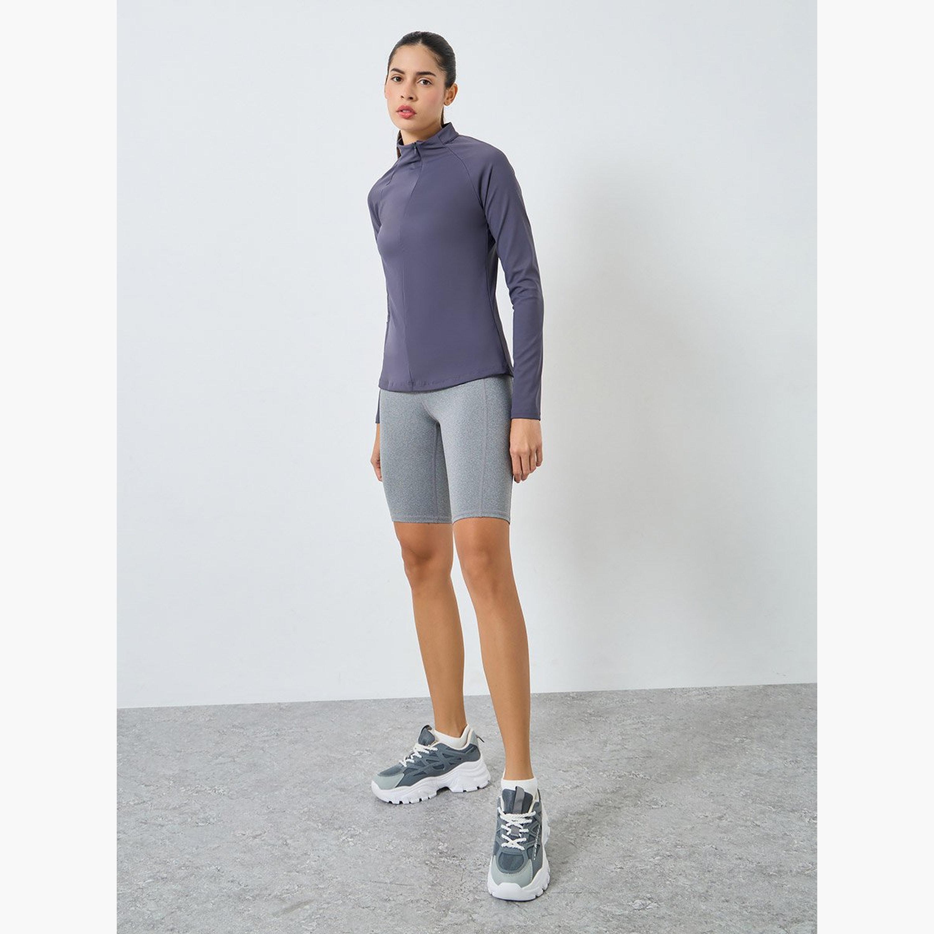 Styli Half Zip Up Hidden Zipper Long Sleeves Top-women-clothing-sportswearandactivewear-tshirtsandvests-image-2